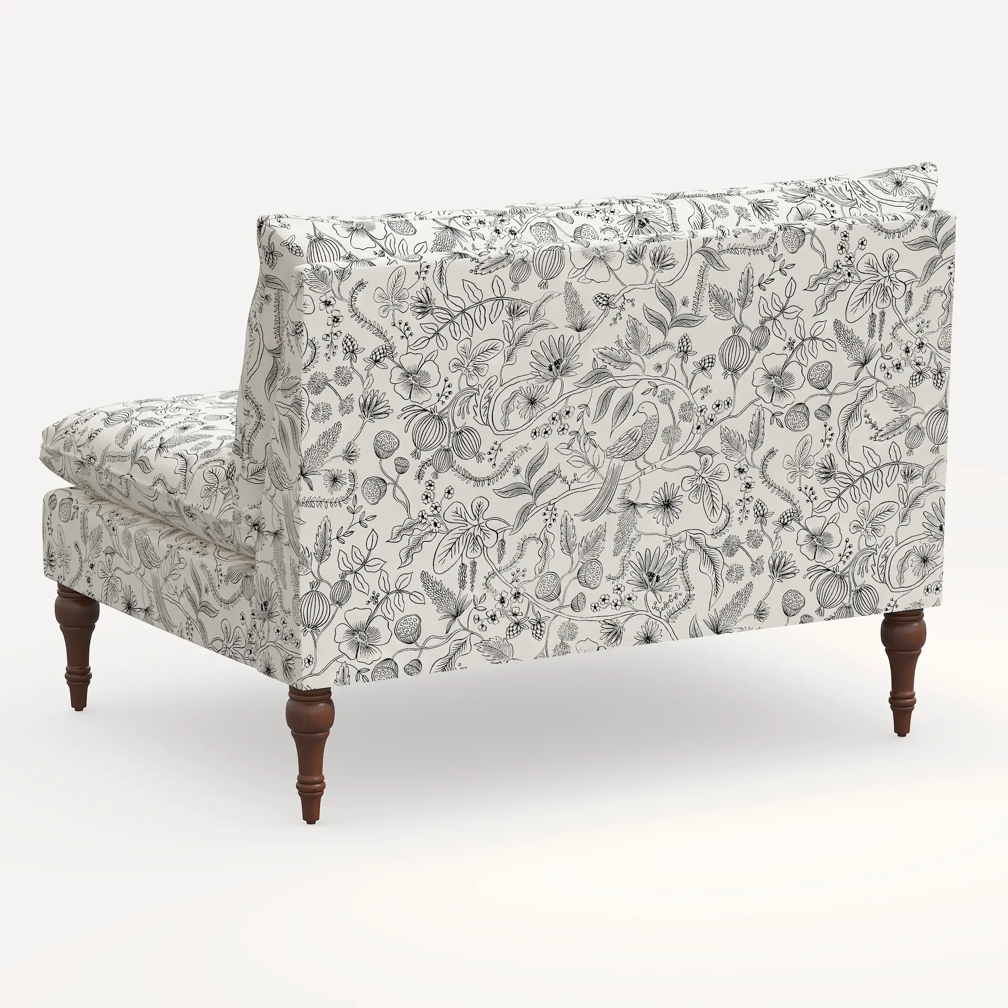 2206RPCAVBLKCRMLCB Rifle Paper Co. Louie Aviary Cream & Black Armless Loveseat-4