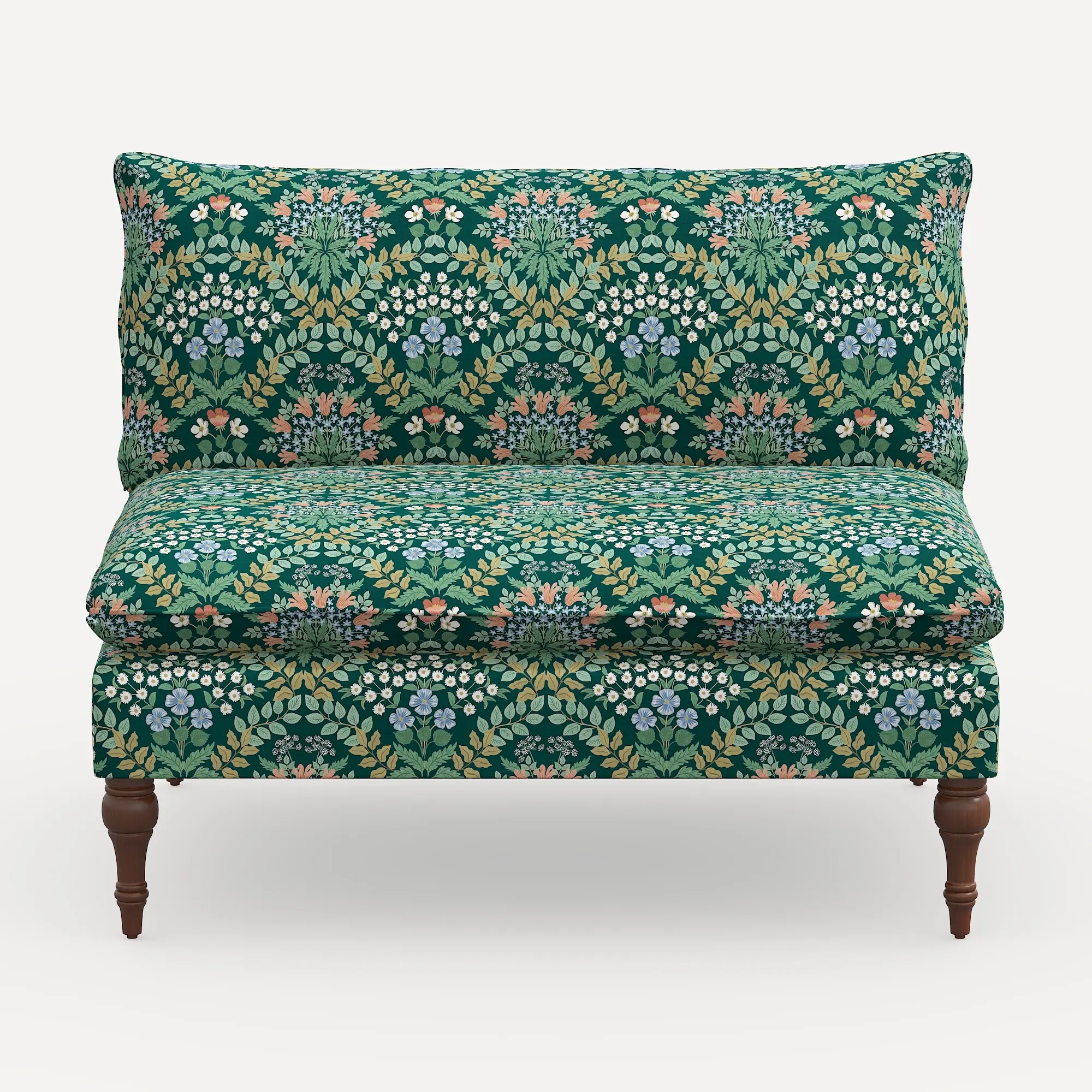 2206RPCBREMRLCB Rifle Paper Co. Louie Bramble Emerald Armless Loveseat-3