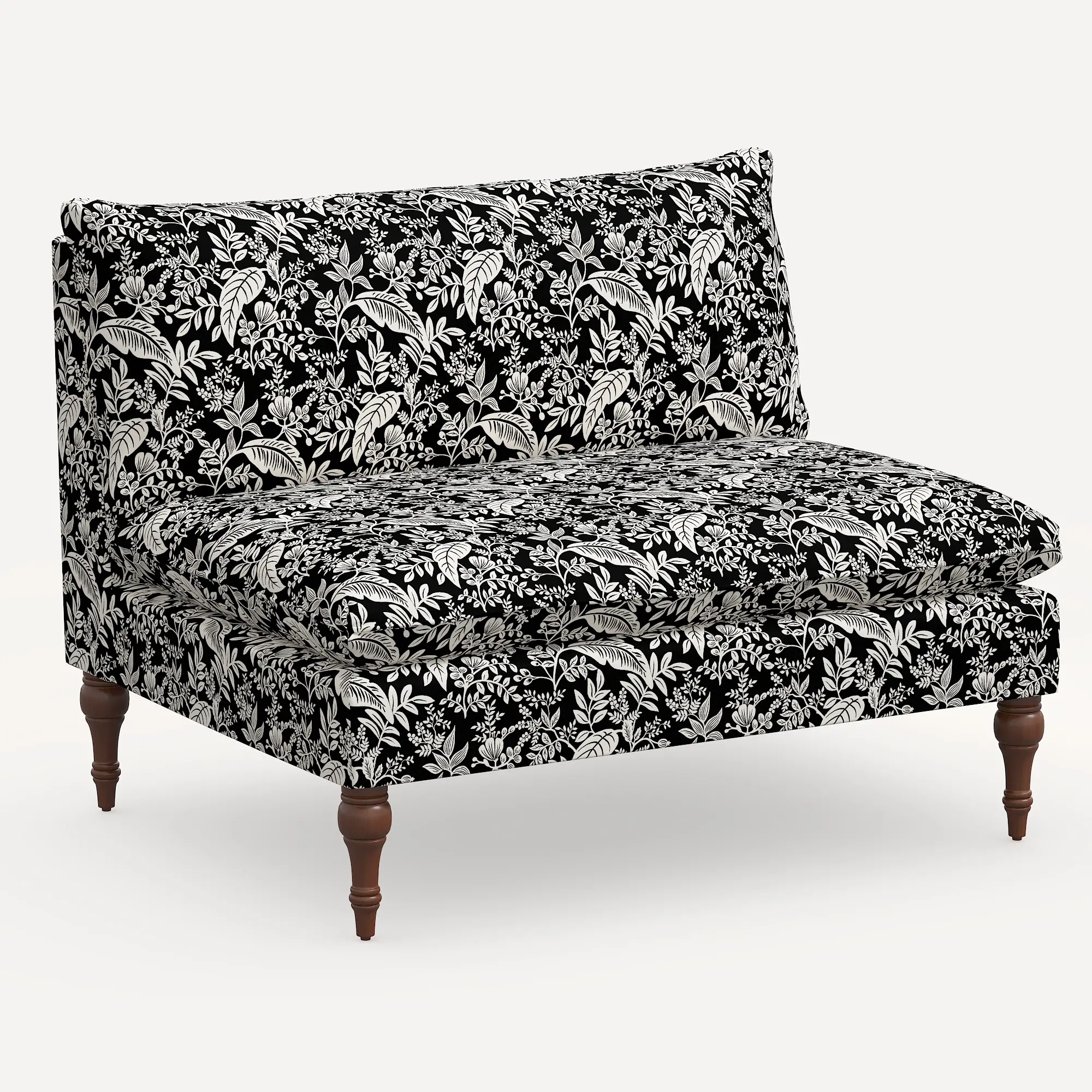 2206RPCCNBLCRMLCB Rifle Paper Co. Louie Canopy Black & Cream Armless Loveseat-2