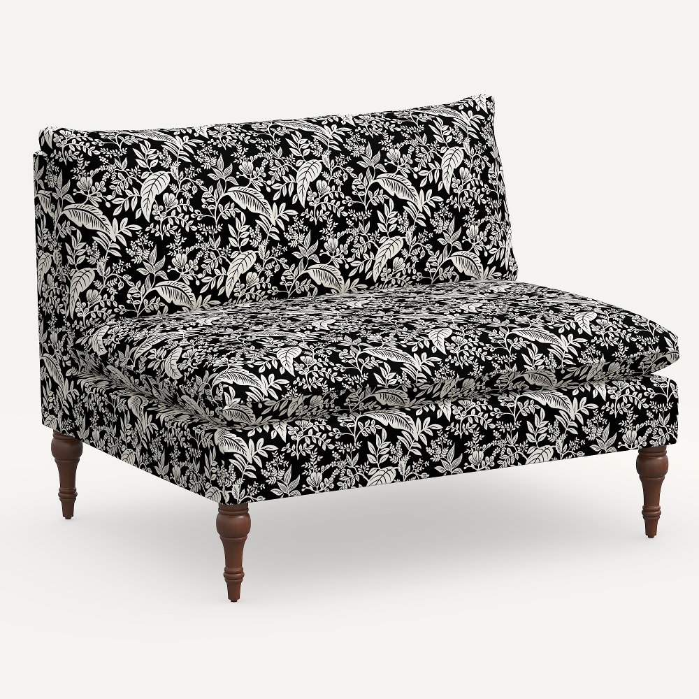Rifle Paper Co. Louie Canopy Black & Cream Armless Loveseat