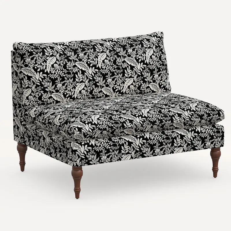 Rifle Paper Co. Louie Canopy Black & Cream Armless Loveseat