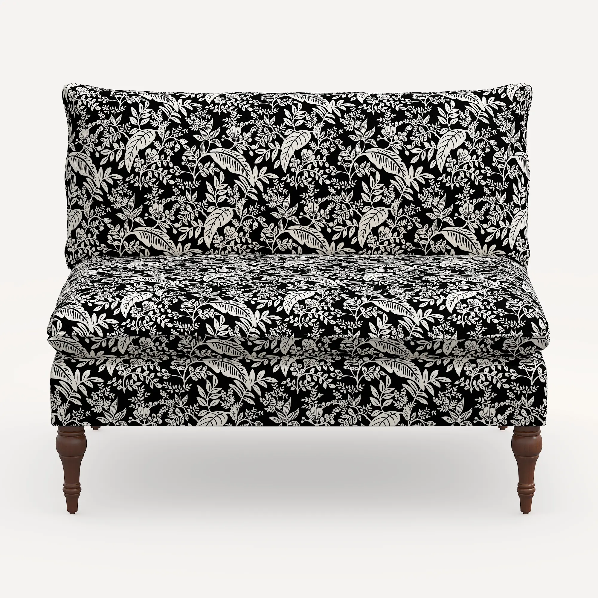 2206RPCCNBLCRMLCB Rifle Paper Co. Louie Canopy Black & Cream Armless Loveseat-1