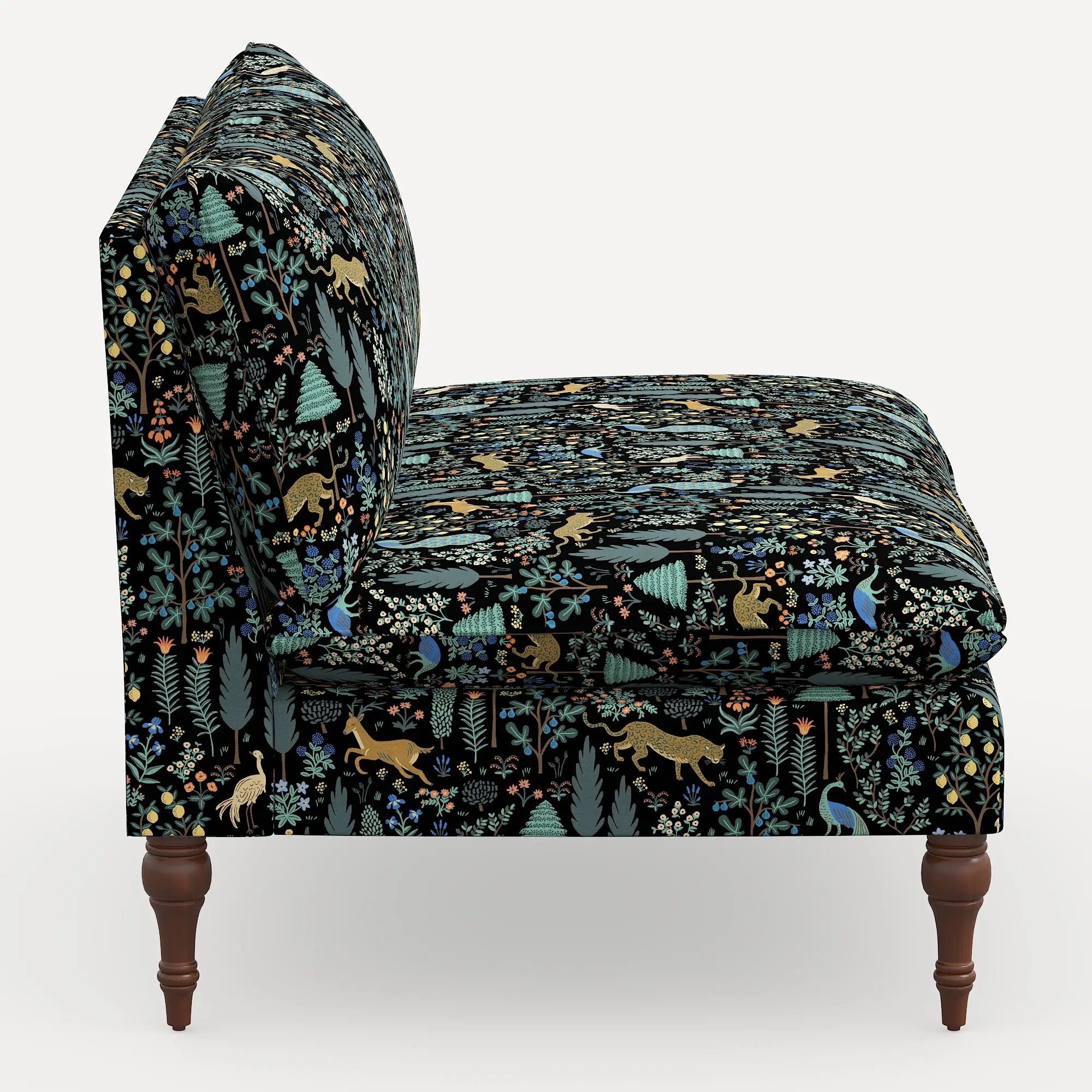 2206RPCMNBLKLCB Rifle Paper Co. Louie Menagerie Black Armless Loveseat-3