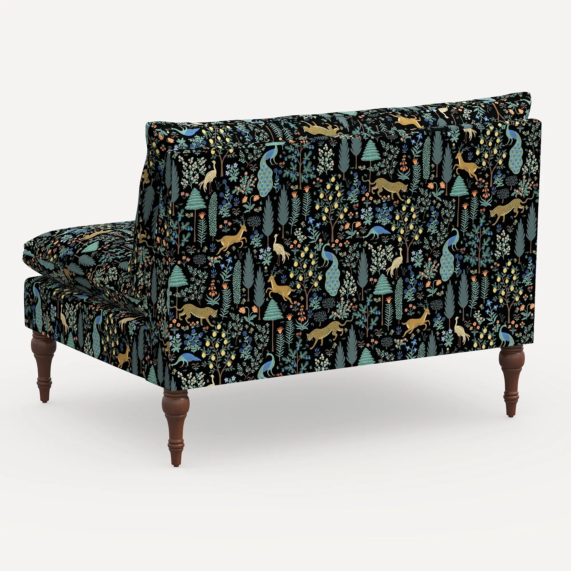 2206RPCMNBLKLCB Rifle Paper Co. Louie Menagerie Black Armless Loveseat-4