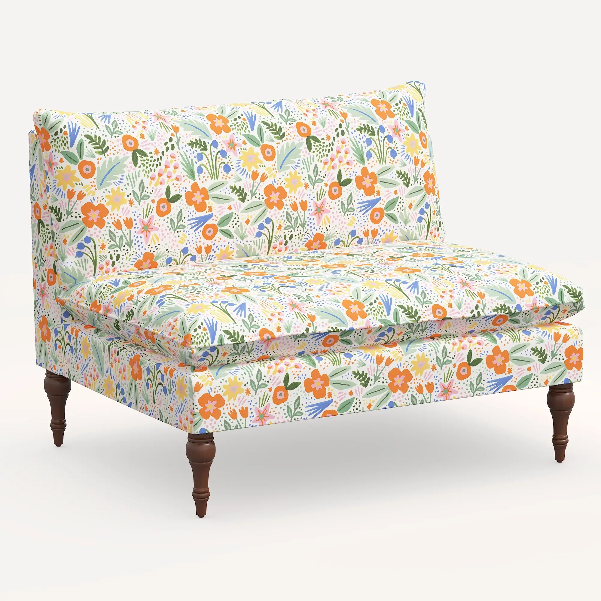 2206RPCMRMLTLCB Rifle Paper Co. Louie Multi Color Floral Armless Loveseat-2
