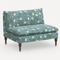 2206RPCPNEMRLCB Rifle Paper Co. Louie Emerald Peonies Armless Loveseat