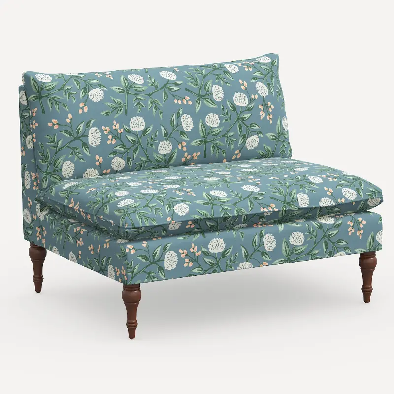 Rifle Paper Co. Louie Emerald Peonies Armless Loveseat
