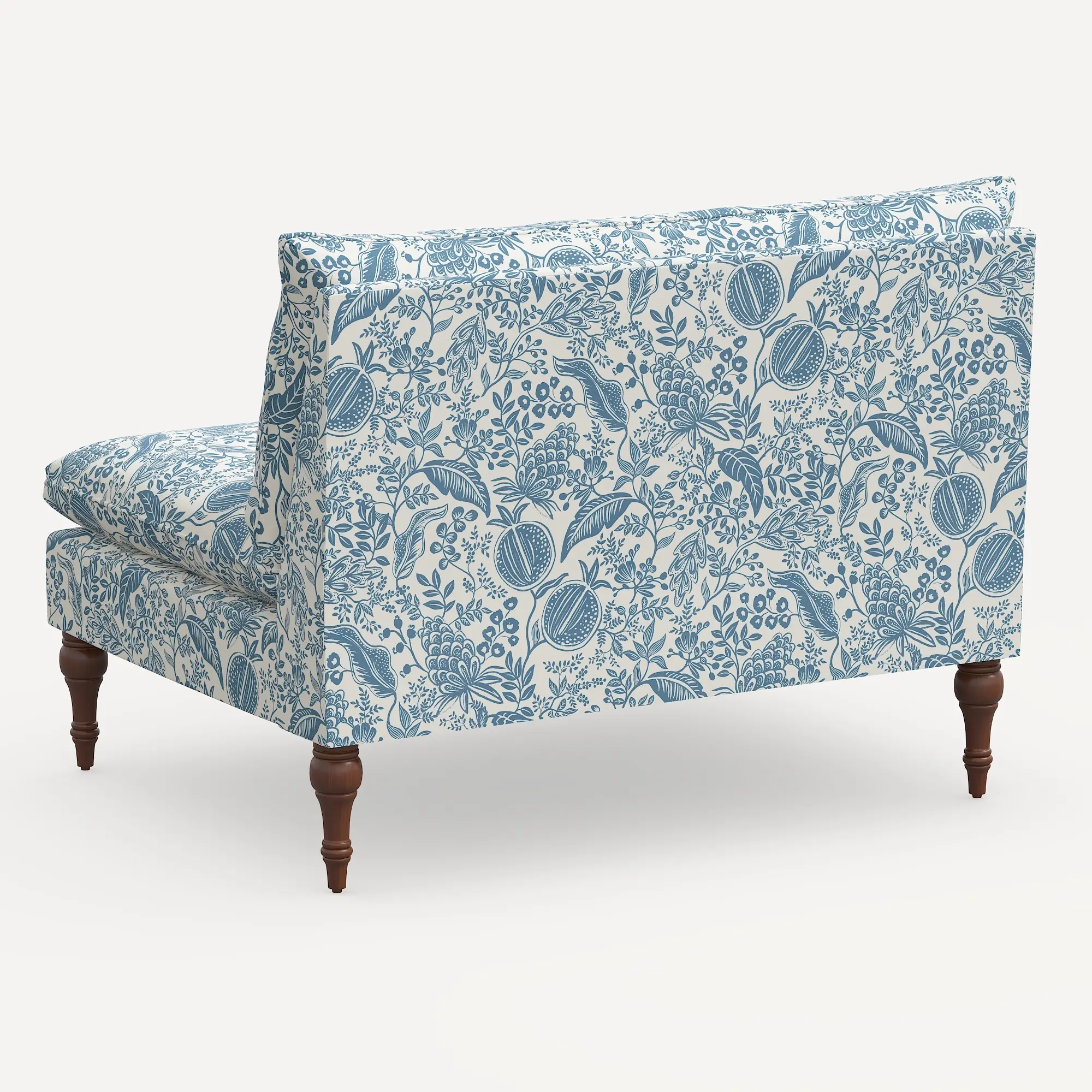 2206RPCPMBLULCB Rifle Paper Co. Louie Blue Pomegranate Armless Loveseat-4