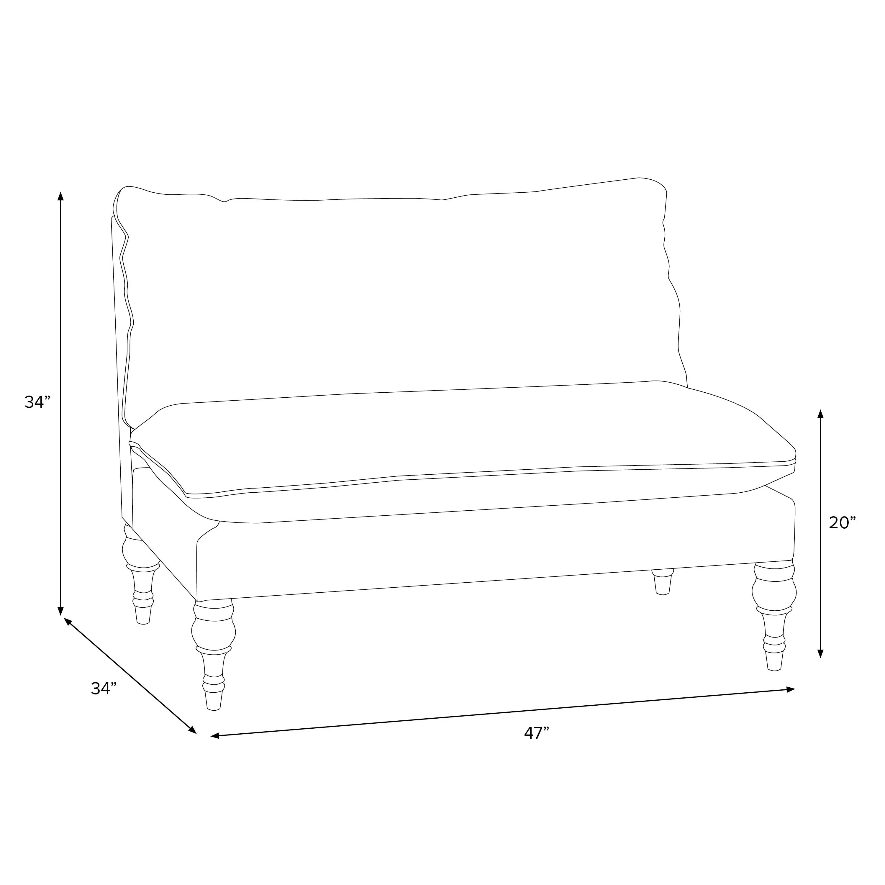 2206RPCPMBLULCB Rifle Paper Co. Louie Blue Pomegranate Armless Loveseat-5