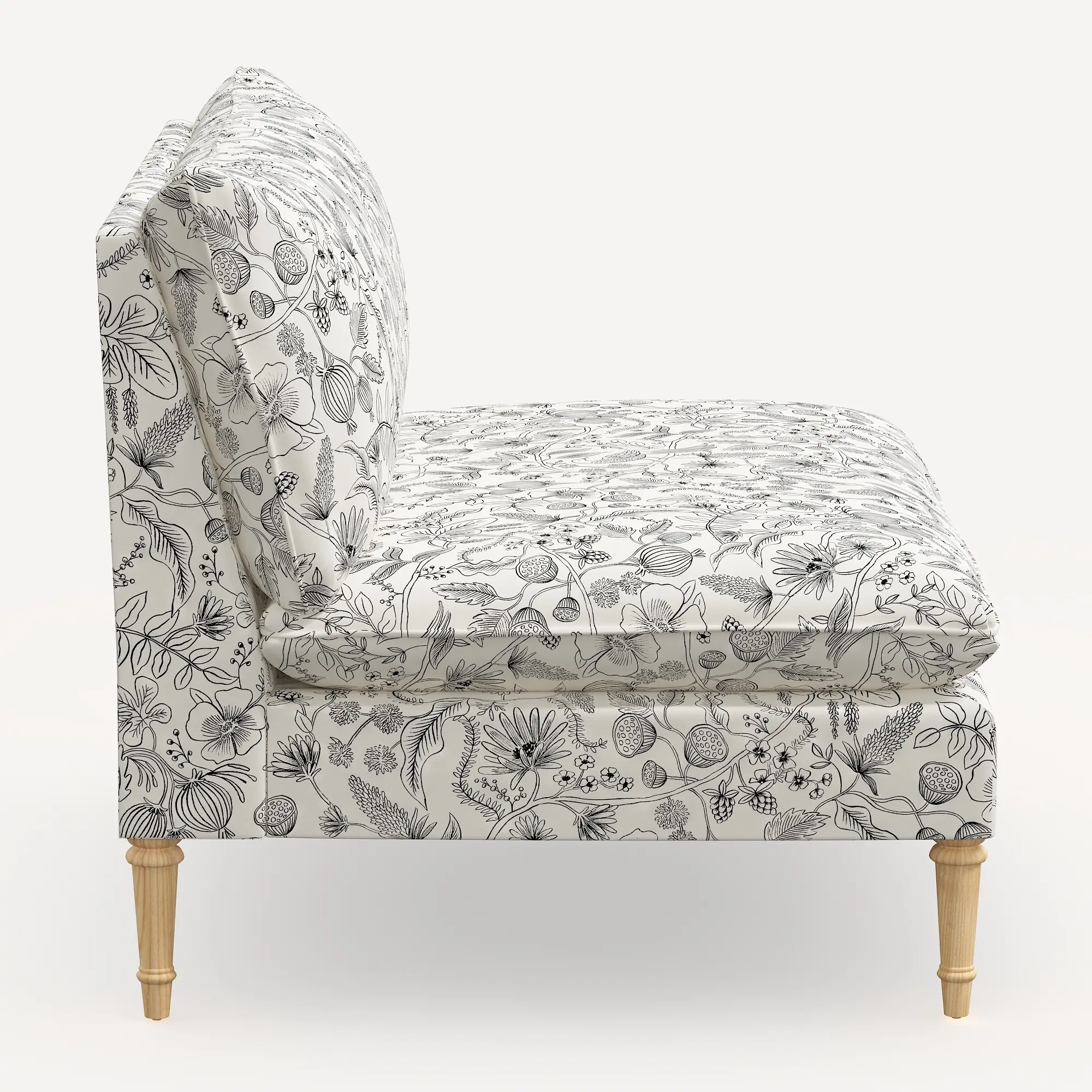 3206NATRPCAVBLKCRMLCB Rifle Paper Co. Louie Cream & Black Armless Loveseat-3