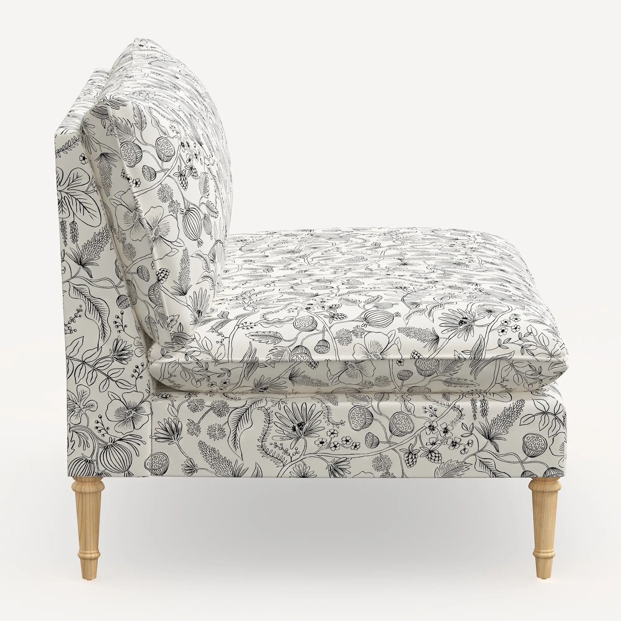 3206NATRPCAVBLKCRMLCB Rifle Paper Co. Louie Cream & Black Armless Loveseat-5