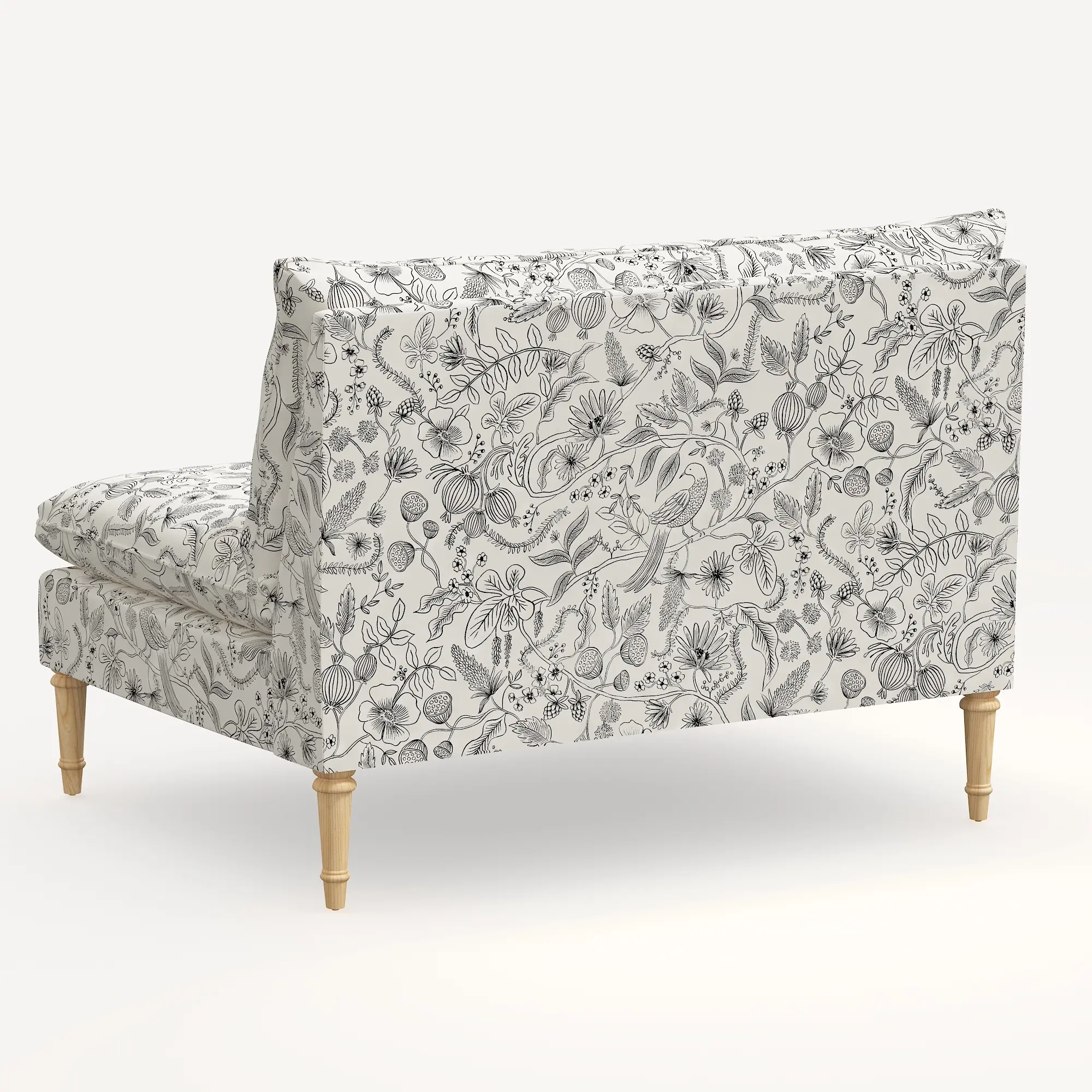 3206NATRPCAVBLKCRMLCB Rifle Paper Co. Louie Cream & Black Armless Loveseat-4