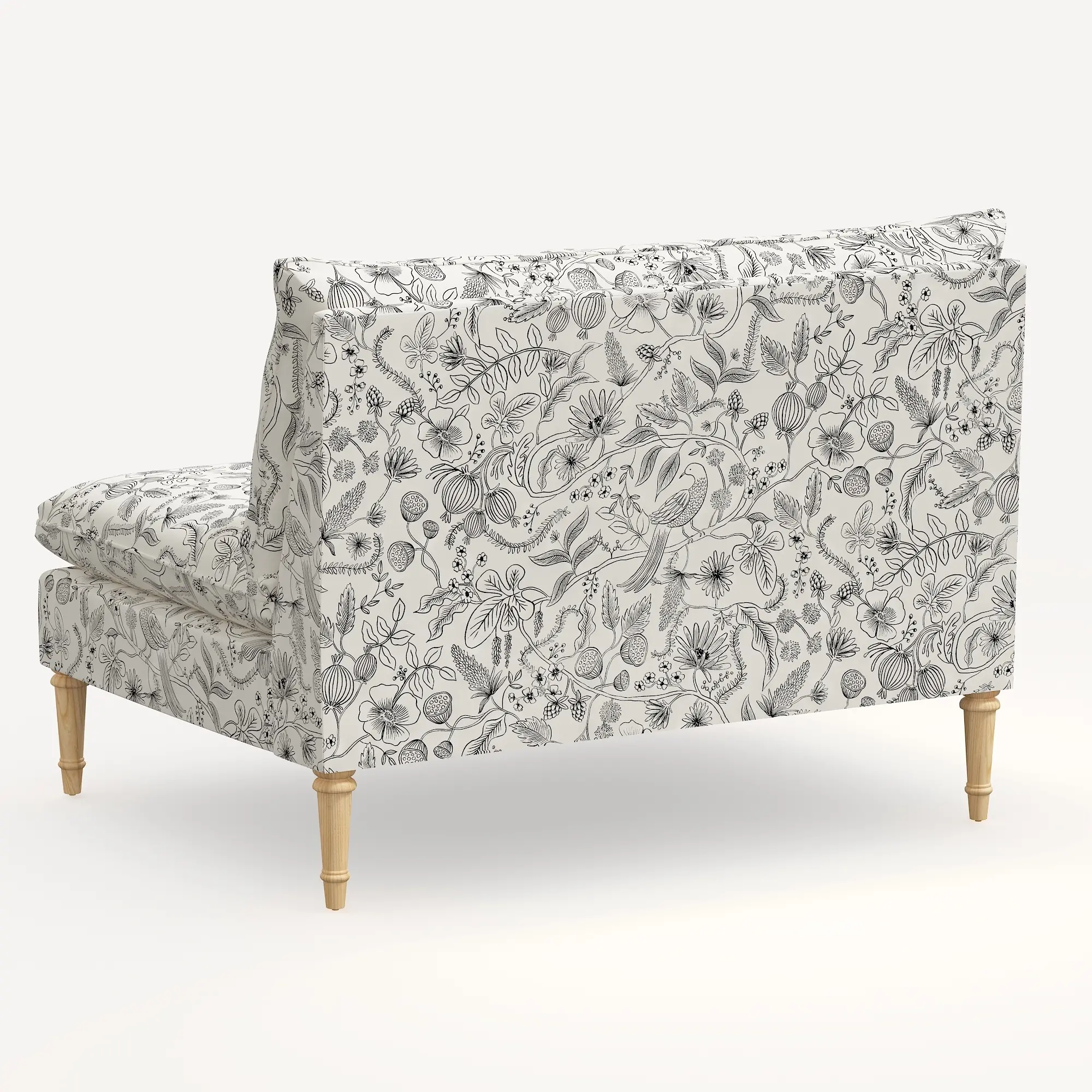 3206NATRPCAVBLKCRMLCB Rifle Paper Co. Louie Cream & Black Armless Loveseat-6