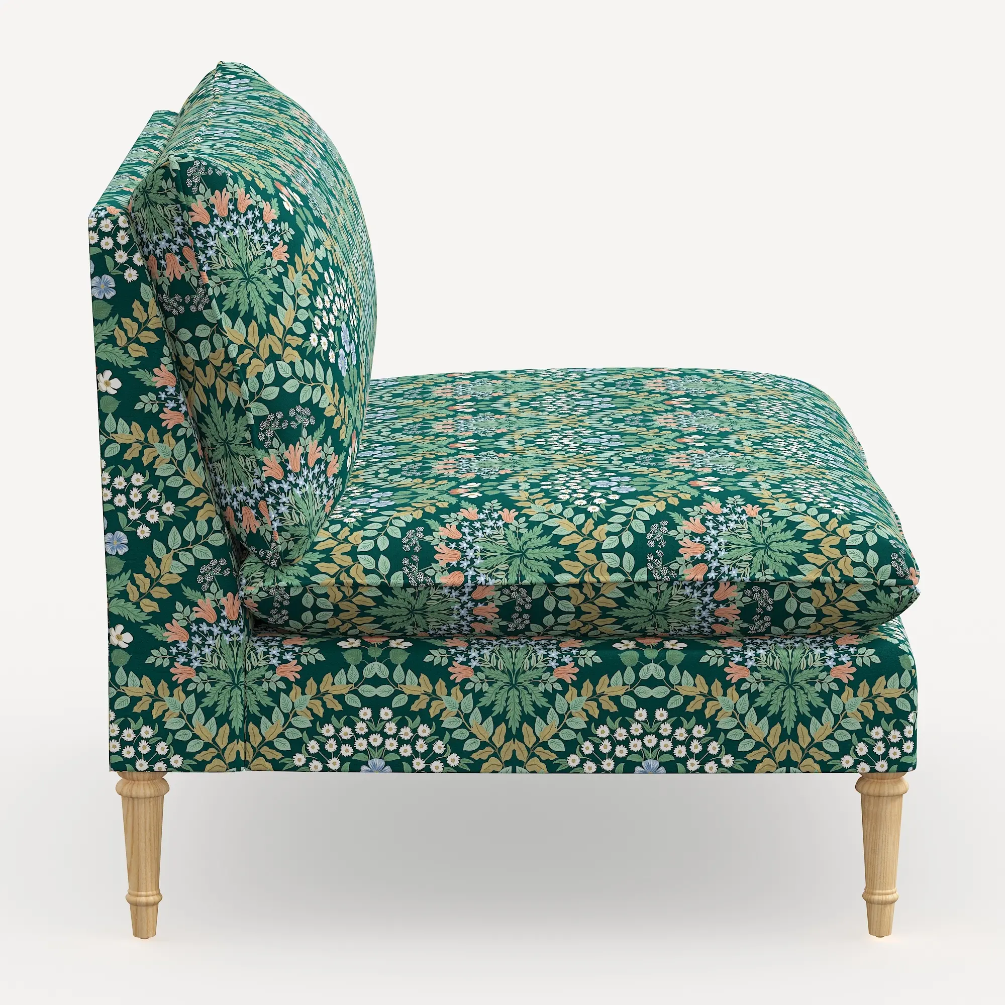 3206NATRPCBREMRLCB Rifle Paper Co. Louie Emerald Green Armless Loveseat-4