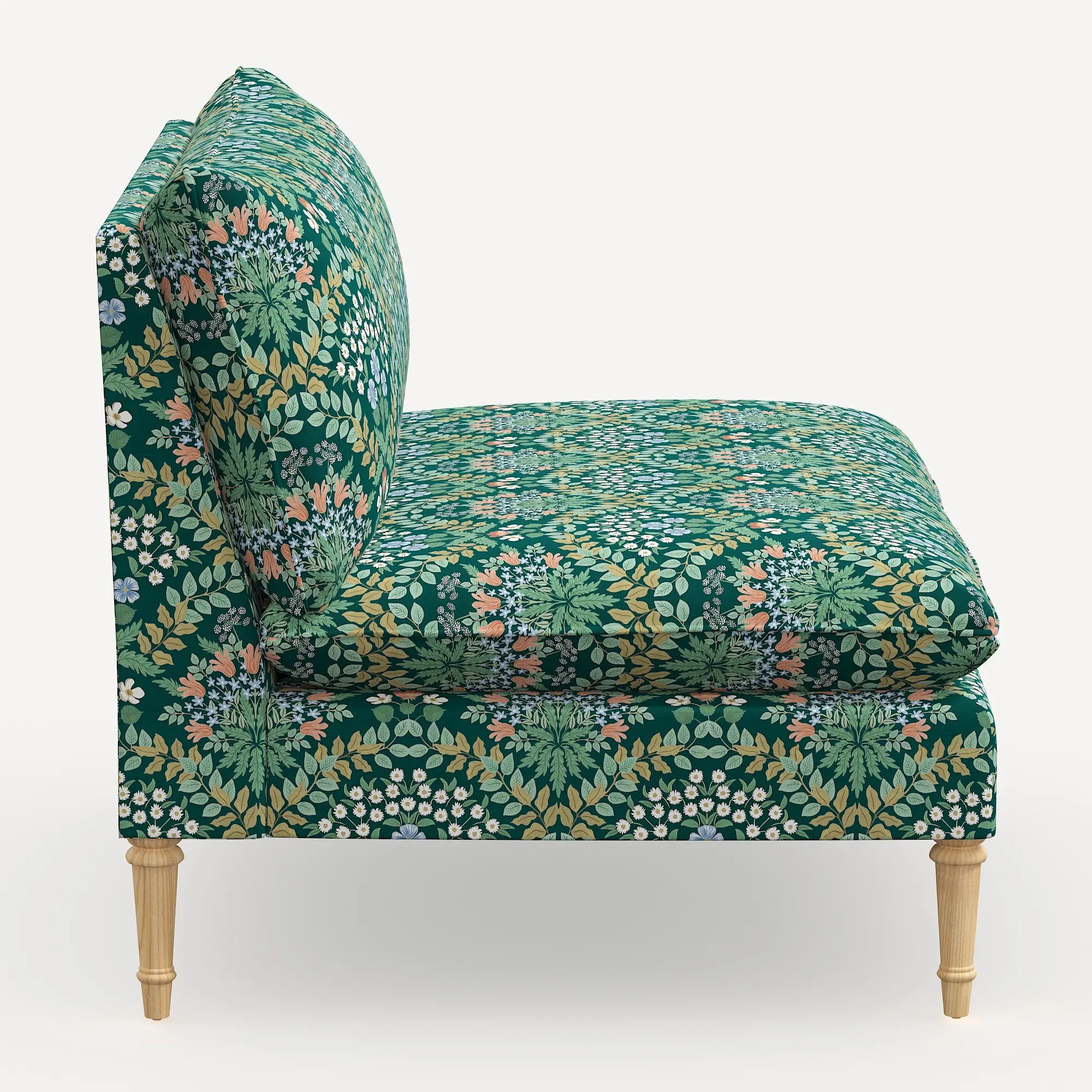 3206NATRPCBREMRLCB Rifle Paper Co. Louie Emerald Green Armless Loveseat-3