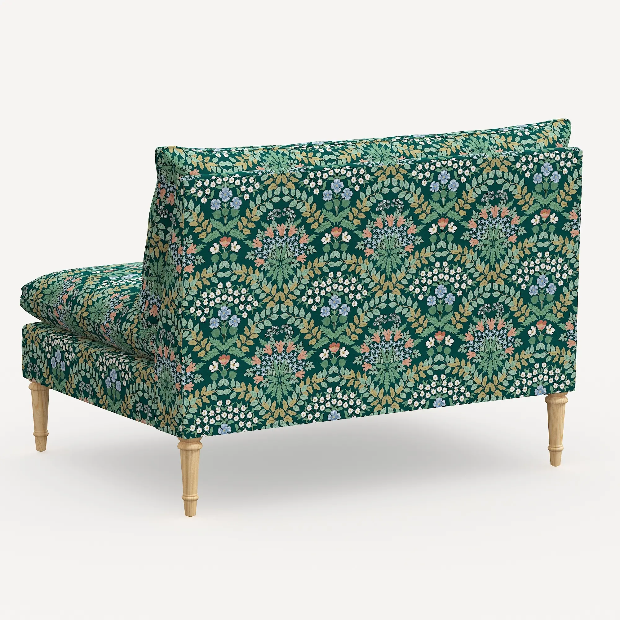 3206NATRPCBREMRLCB Rifle Paper Co. Louie Emerald Green Armless Loveseat-5