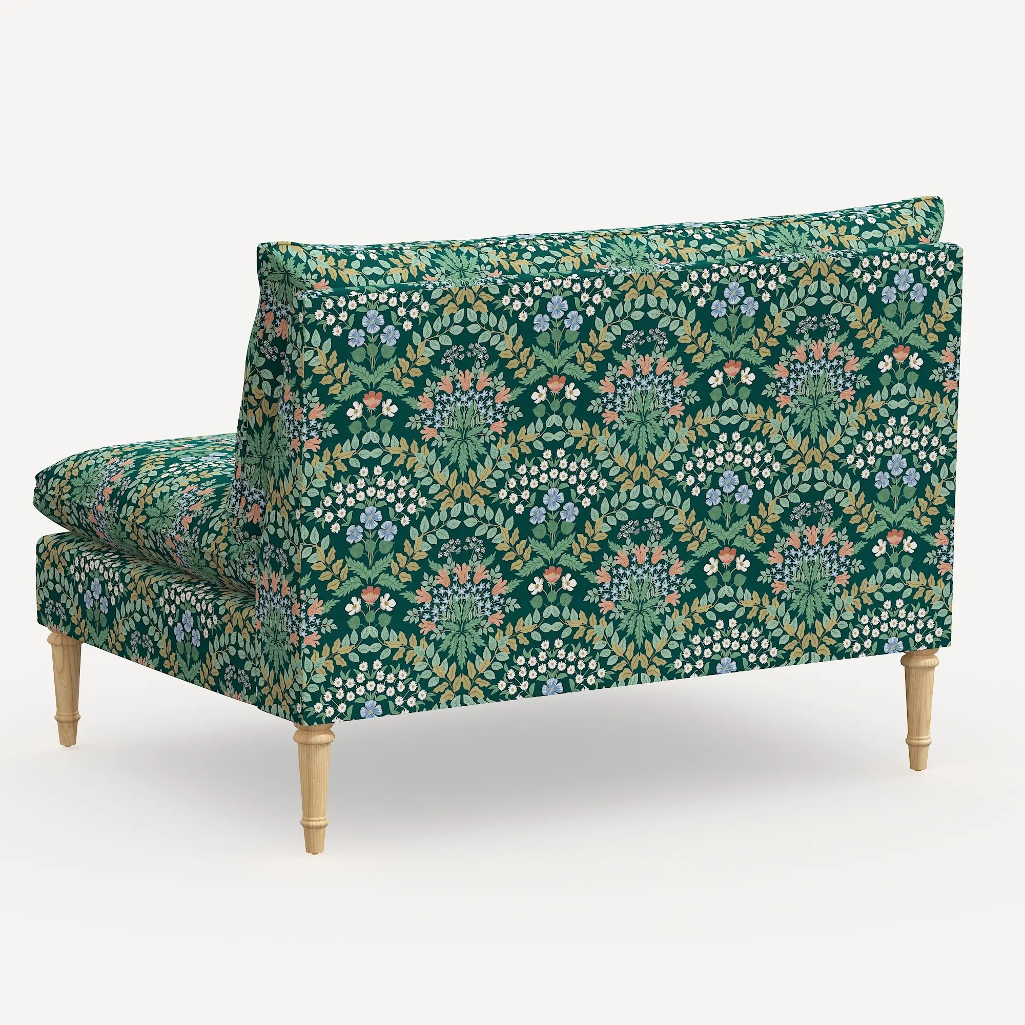 3206NATRPCBREMRLCB Rifle Paper Co. Louie Emerald Green Armless Loveseat-4