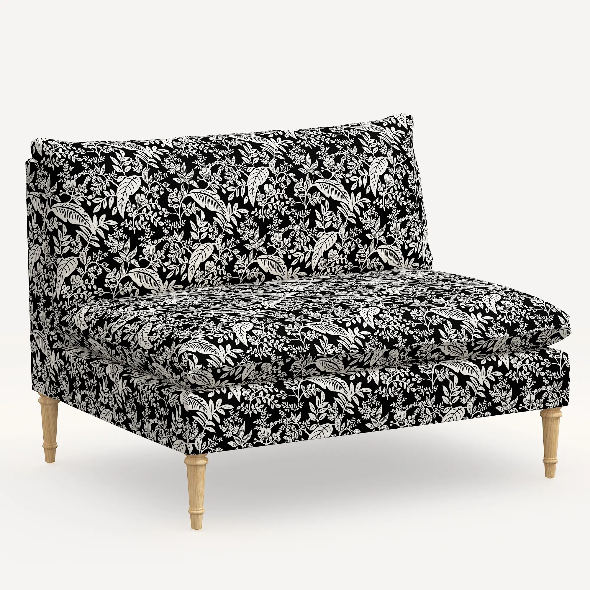 3206NATRPCCNBLCRMLCB Rifle Paper Co. Louie Canopy Black & Cream Armless Loveseat-1
