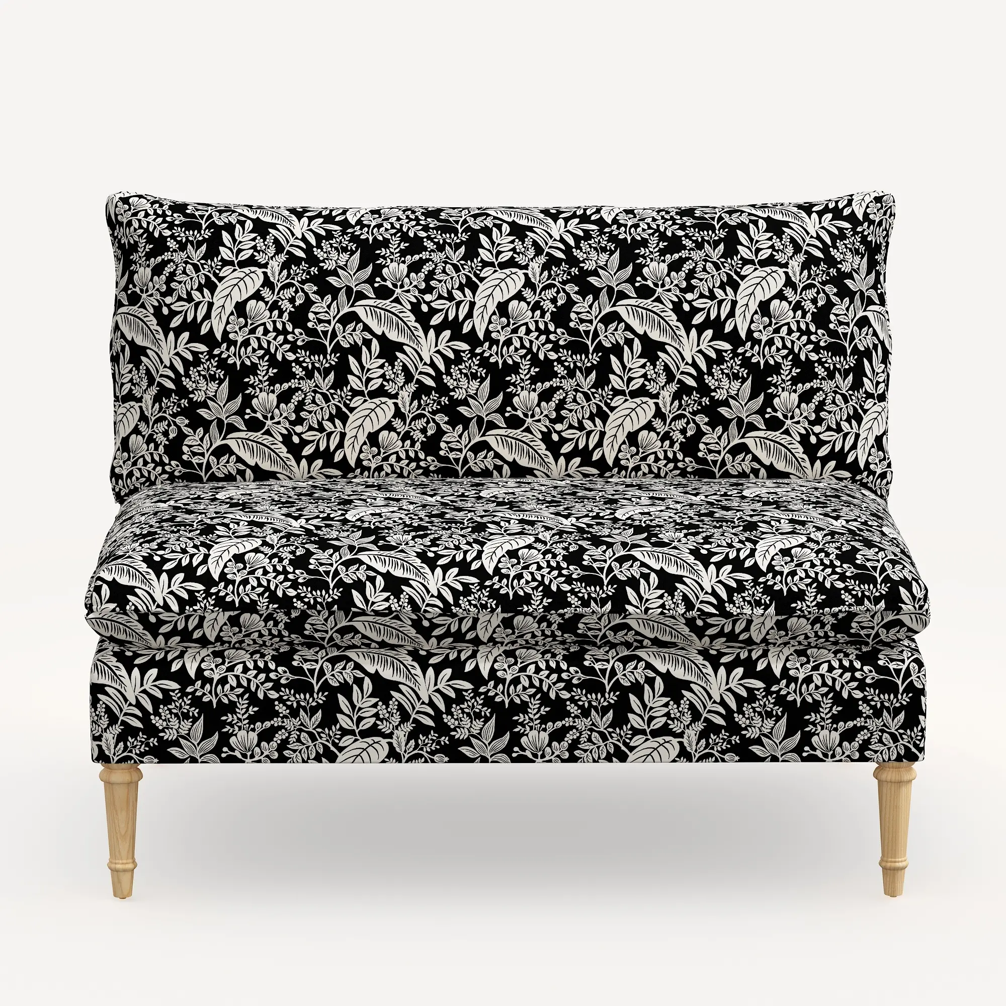 3206NATRPCCNBLCRMLCB Rifle Paper Co. Louie Canopy Black & Cream Armless Loveseat-3