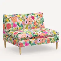 3206NATRPCGRPRTLCB Rifle Paper Co. Louie Garden Party Pink Armless Loveseat