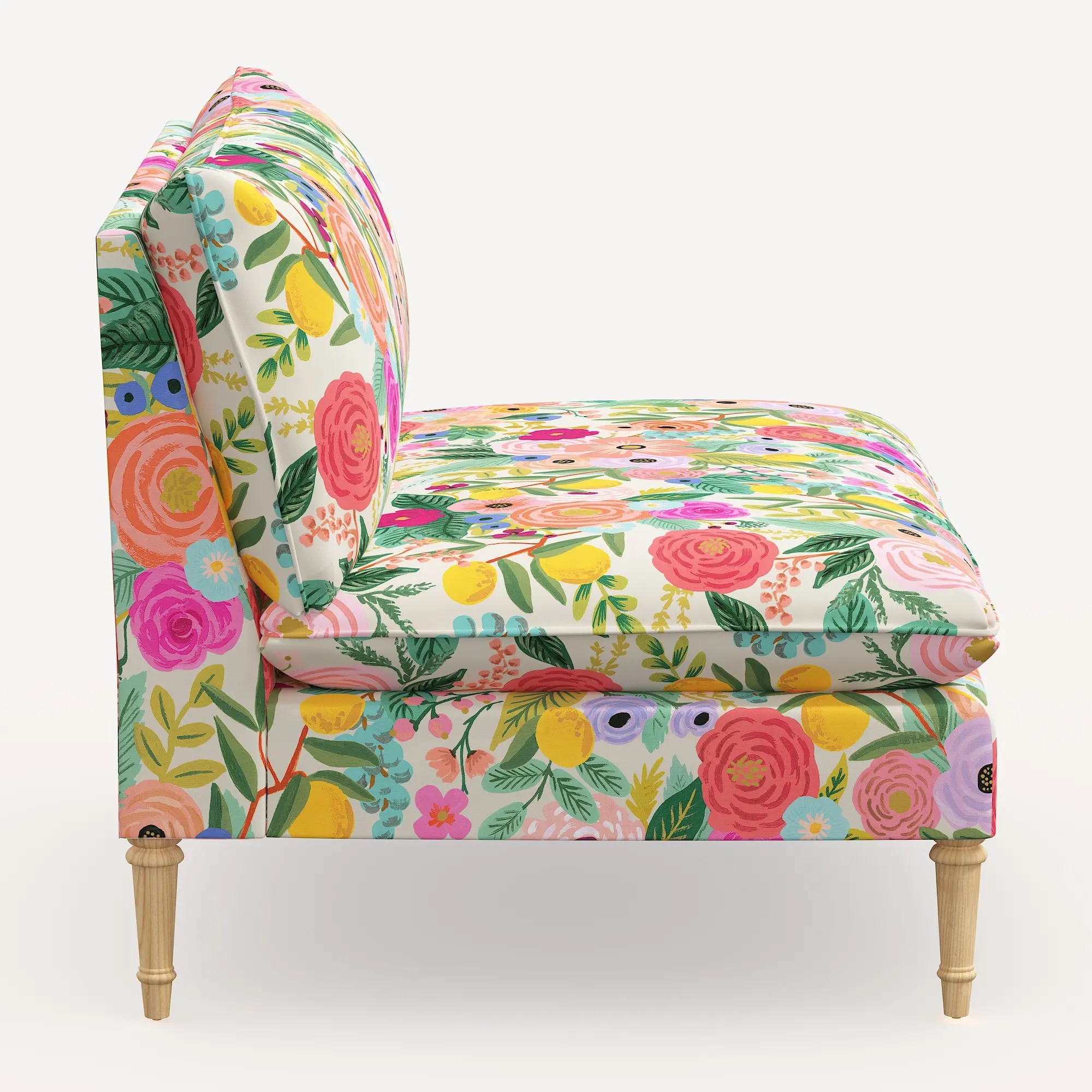 3206NATRPCGRPRTLCB Rifle Paper Co. Louie Garden Party Pink Armless Loveseat-3