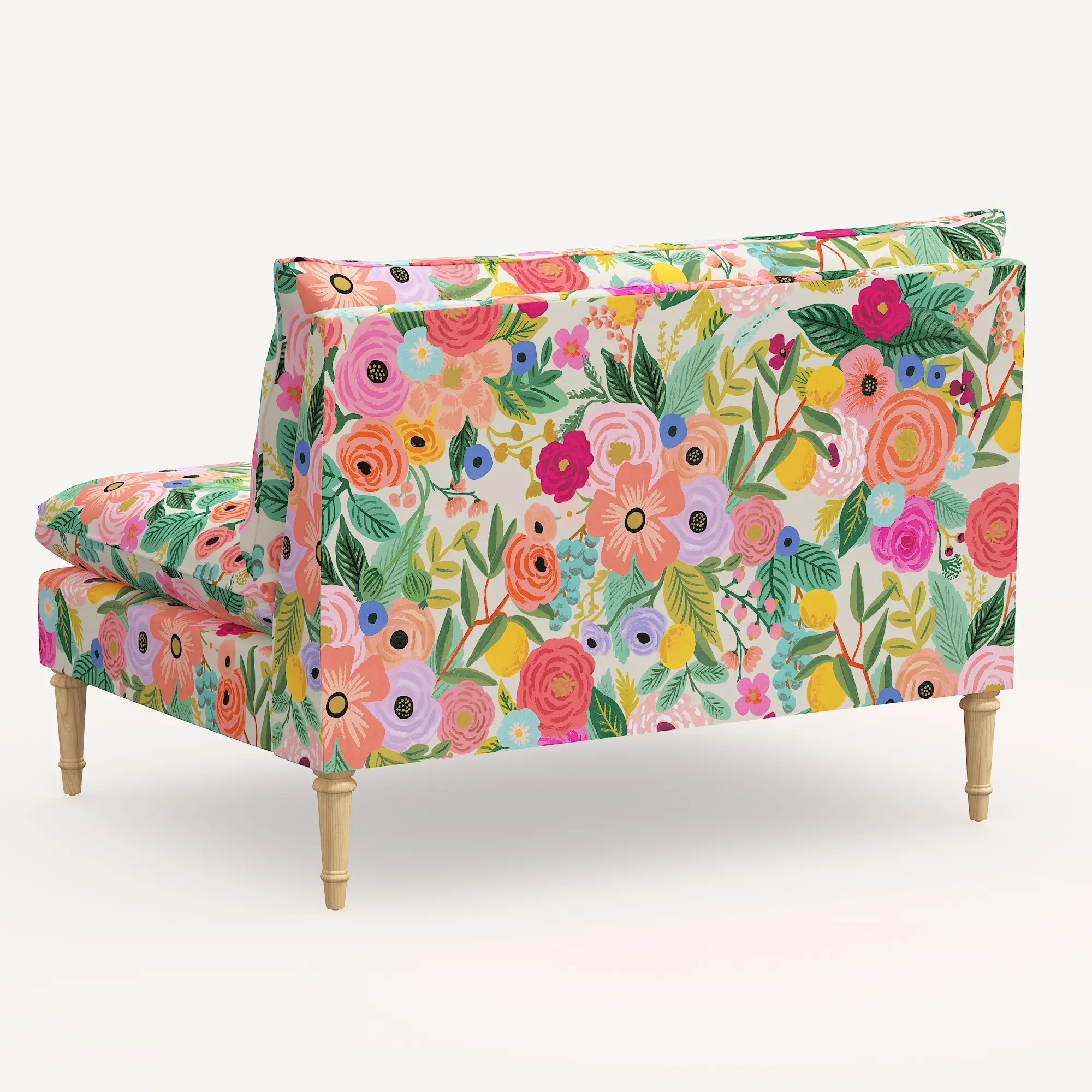 3206NATRPCGRPRTLCB Rifle Paper Co. Louie Garden Party Pink Armless Loveseat-4