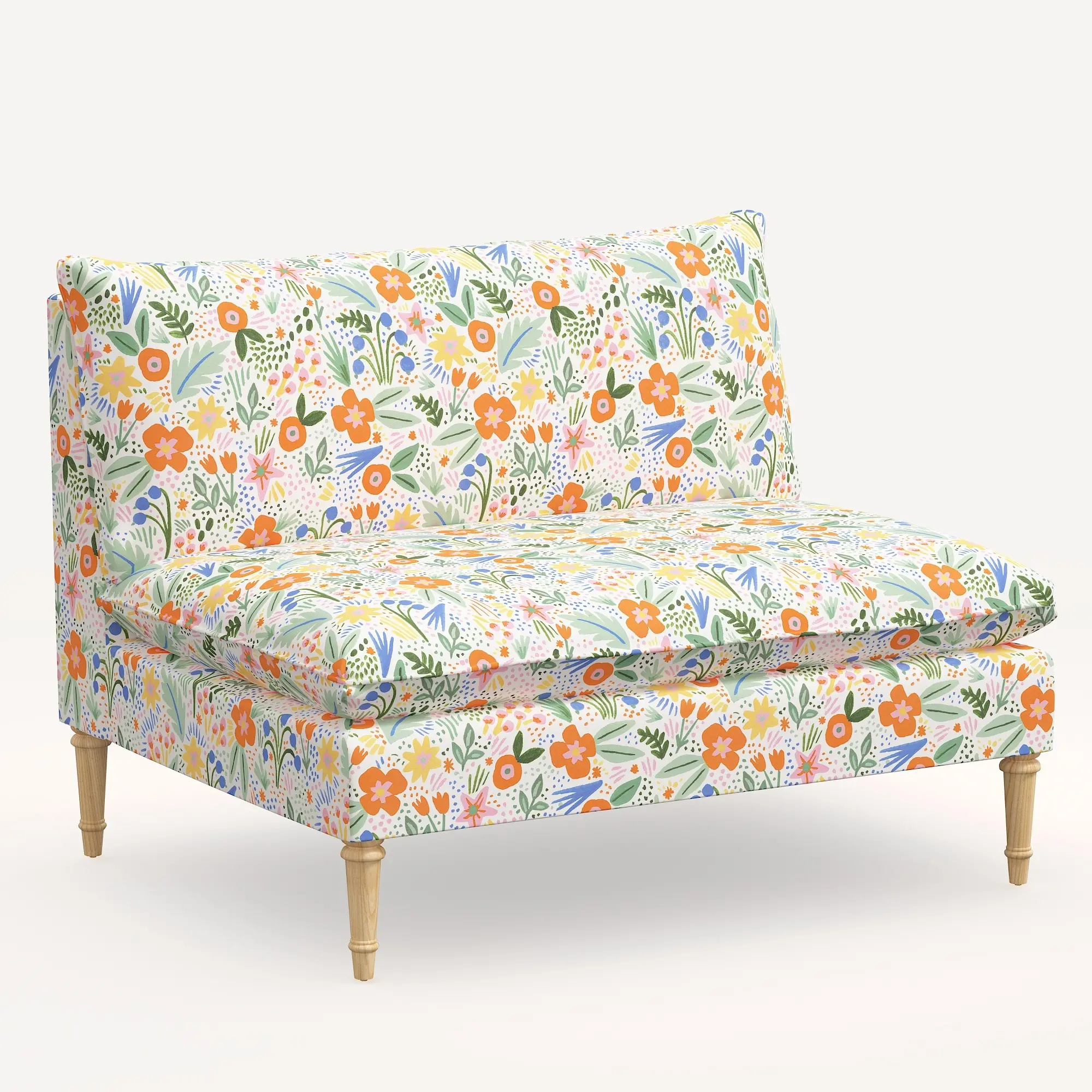 3206NATRPCMRMLTLCB Rifle Paper Co. Louie Multi Color Floral Armless Loveseat-1