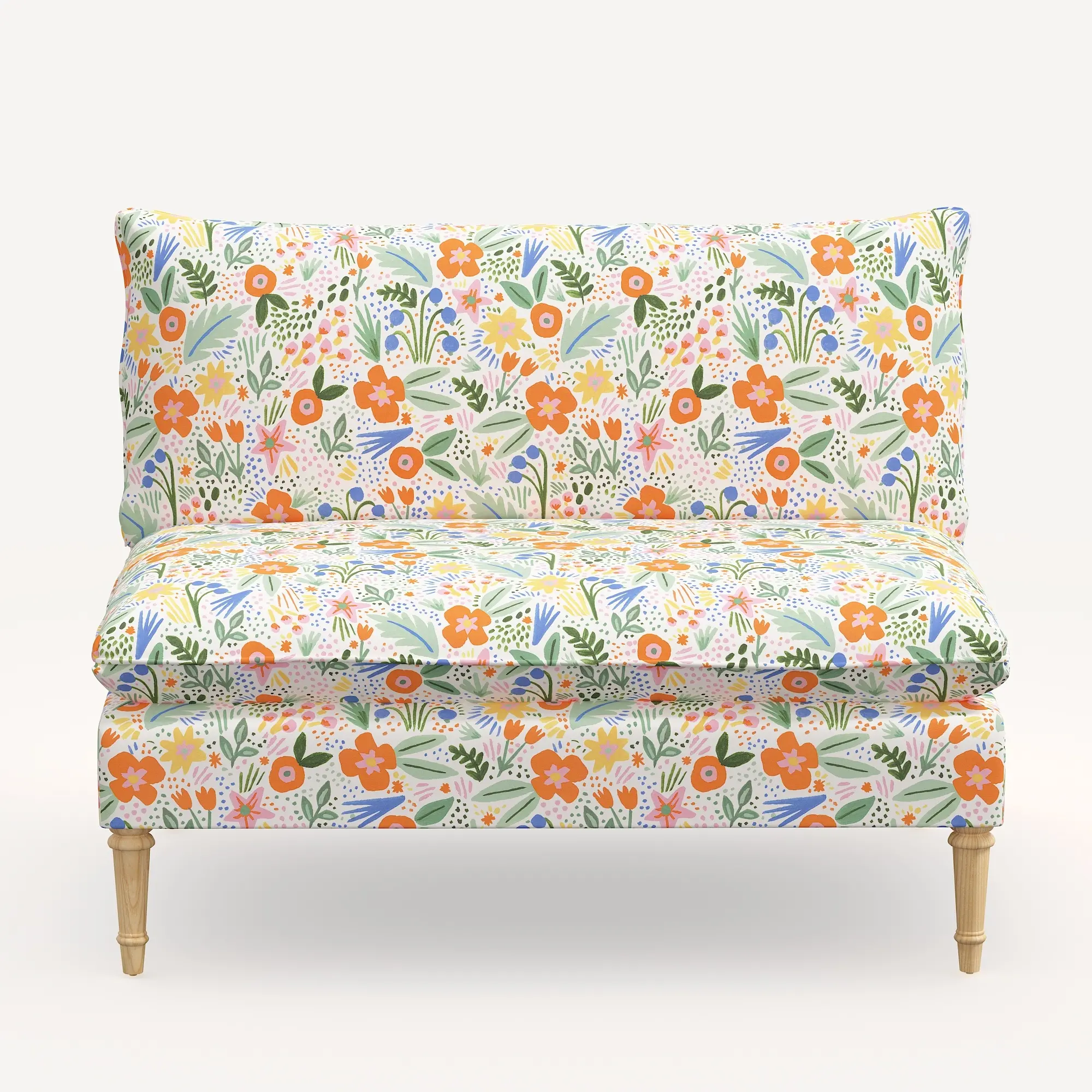 3206NATRPCMRMLTLCB Rifle Paper Co. Louie Multi Color Floral Armless Loveseat-3