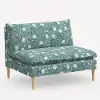 3206NATRPCPNEMRLCB Rifle Paper Co. Louie Emerald Peonies Armless Loveseat