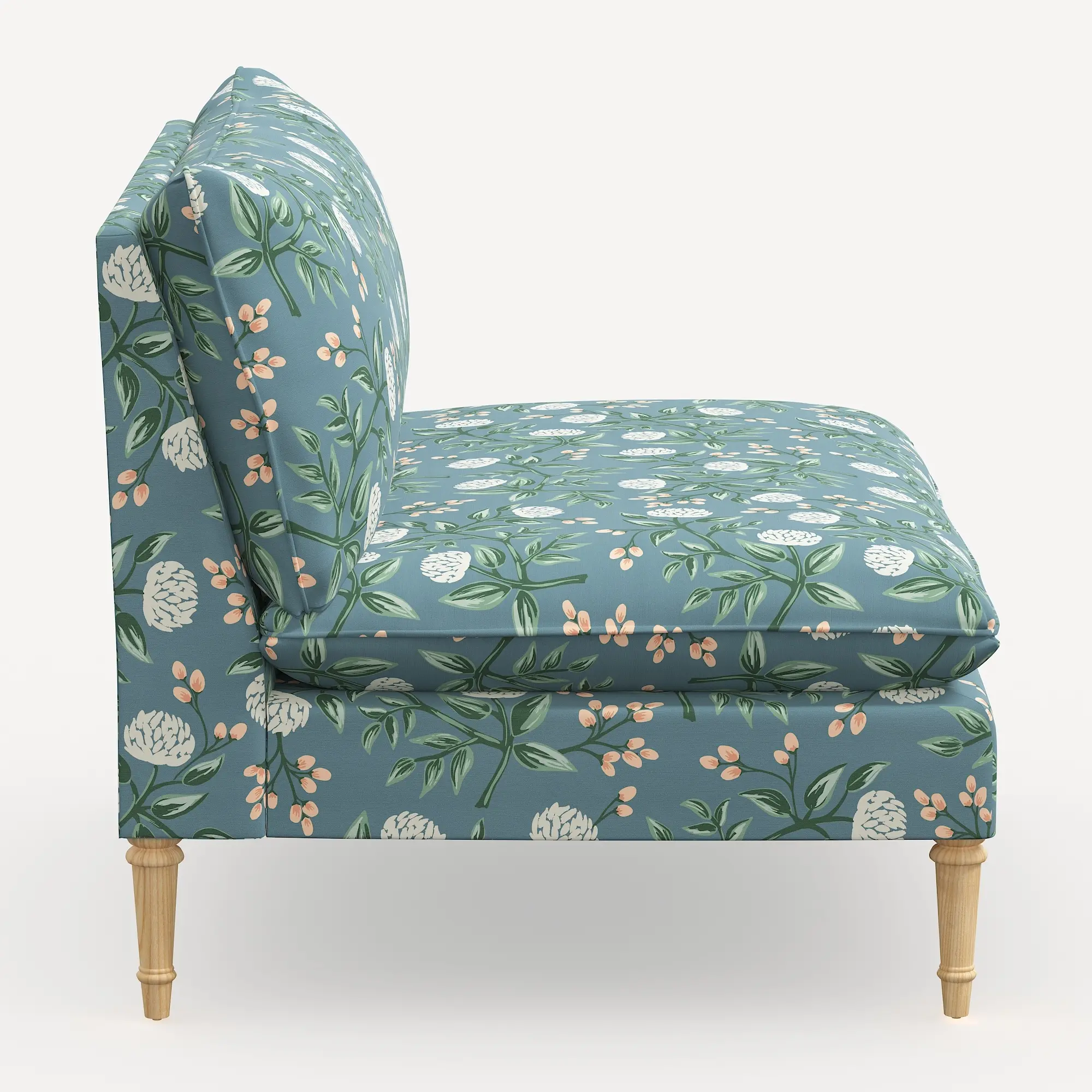 3206NATRPCPNEMRLCB Rifle Paper Co. Louie Emerald Peonies Armless Loveseat-4