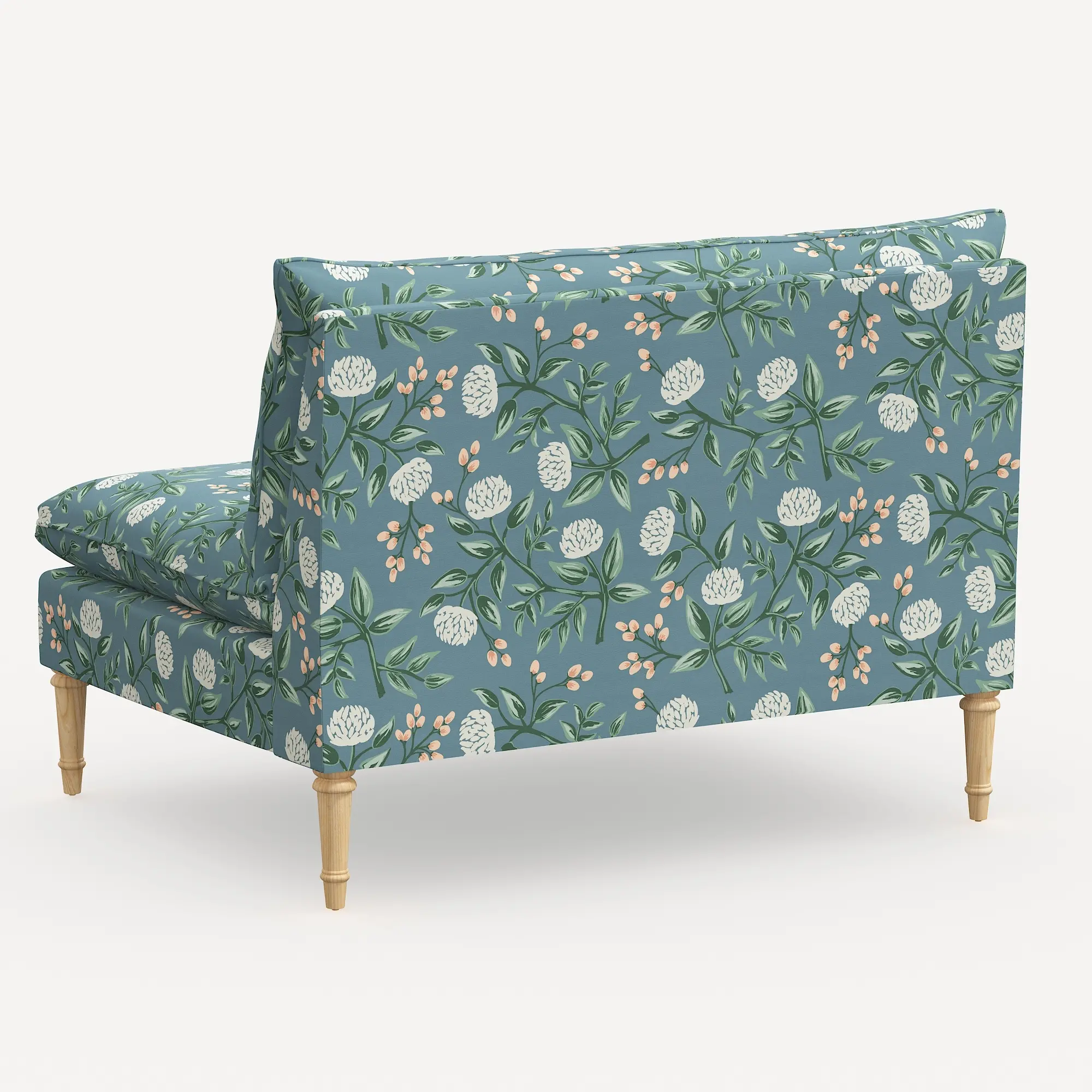 3206NATRPCPNEMRLCB Rifle Paper Co. Louie Emerald Peonies Armless Loveseat-5