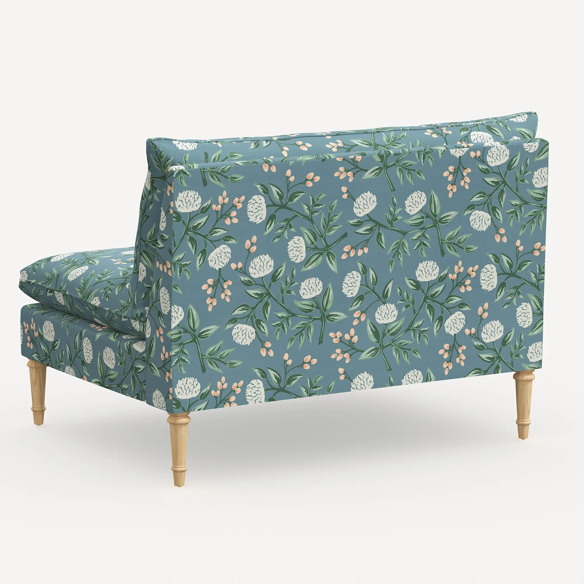 3206NATRPCPNEMRLCB Rifle Paper Co. Louie Emerald Peonies Armless Loveseat-4