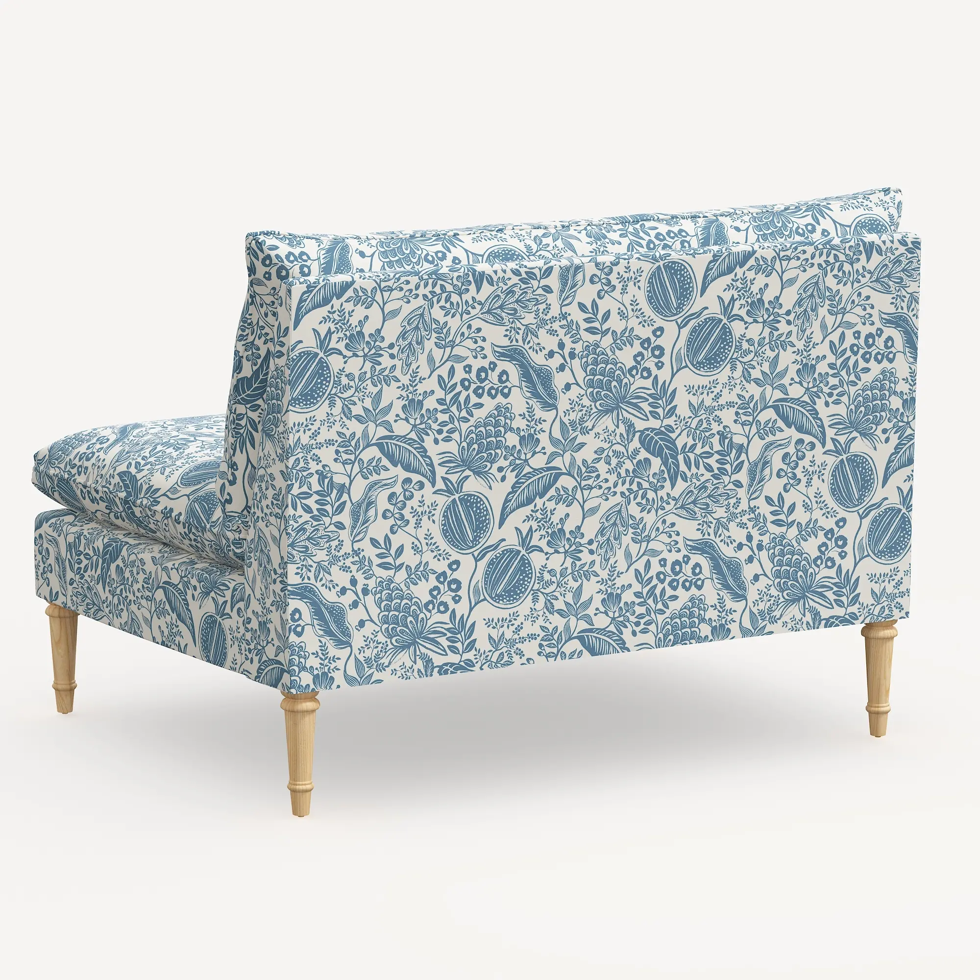 3206NATRPCPMBLULCB Rifle Paper Co. Louie Blue Pomegranate Armless Loveseat-4