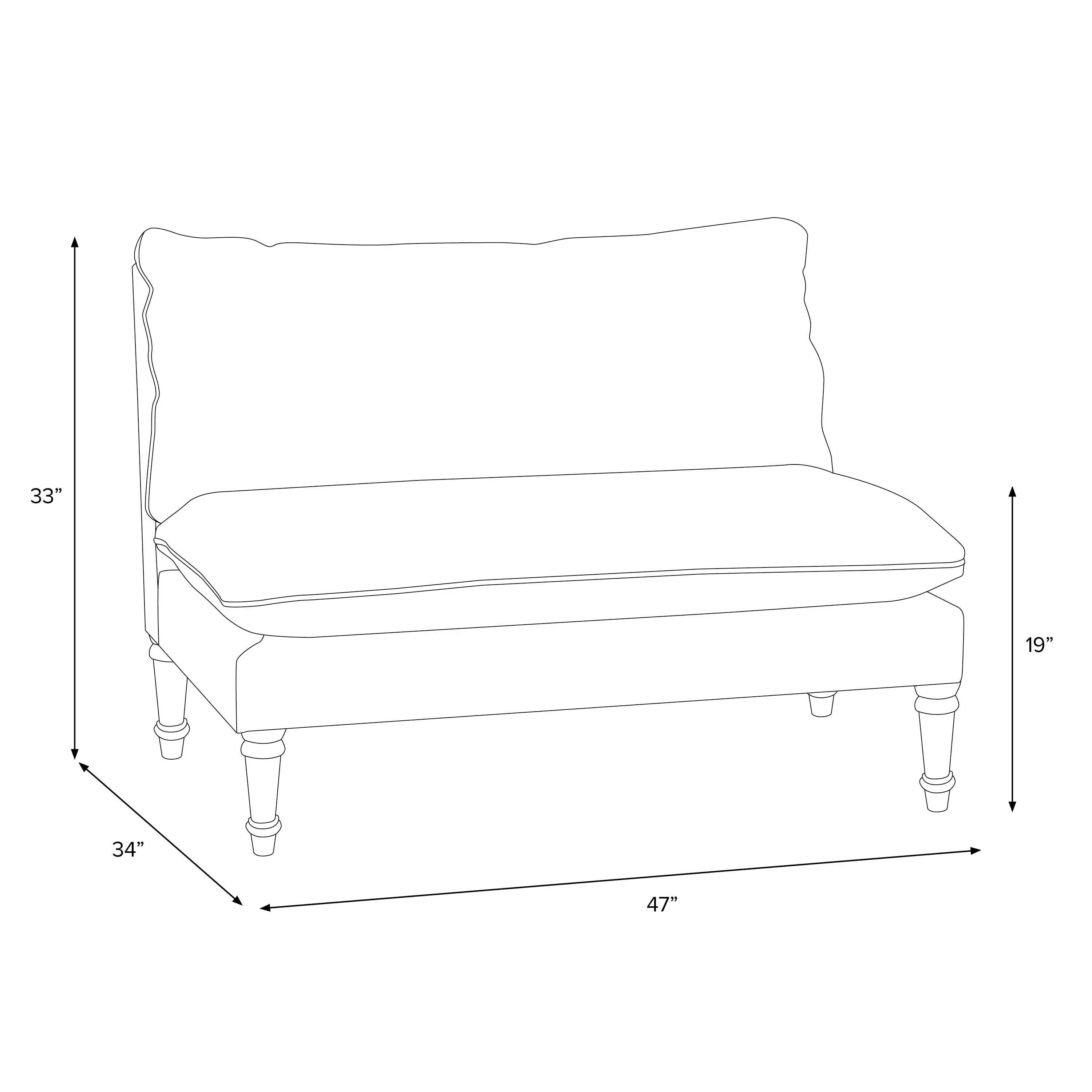 3206NATRPCPMBLULCB Rifle Paper Co. Louie Blue Pomegranate Armless Loveseat-5
