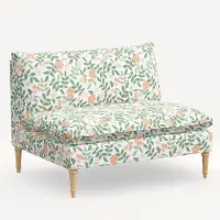 3206NATRPCPRBLSCRMLCB Rifle Paper Co. Louie Primrose Blush Armless Loveseat