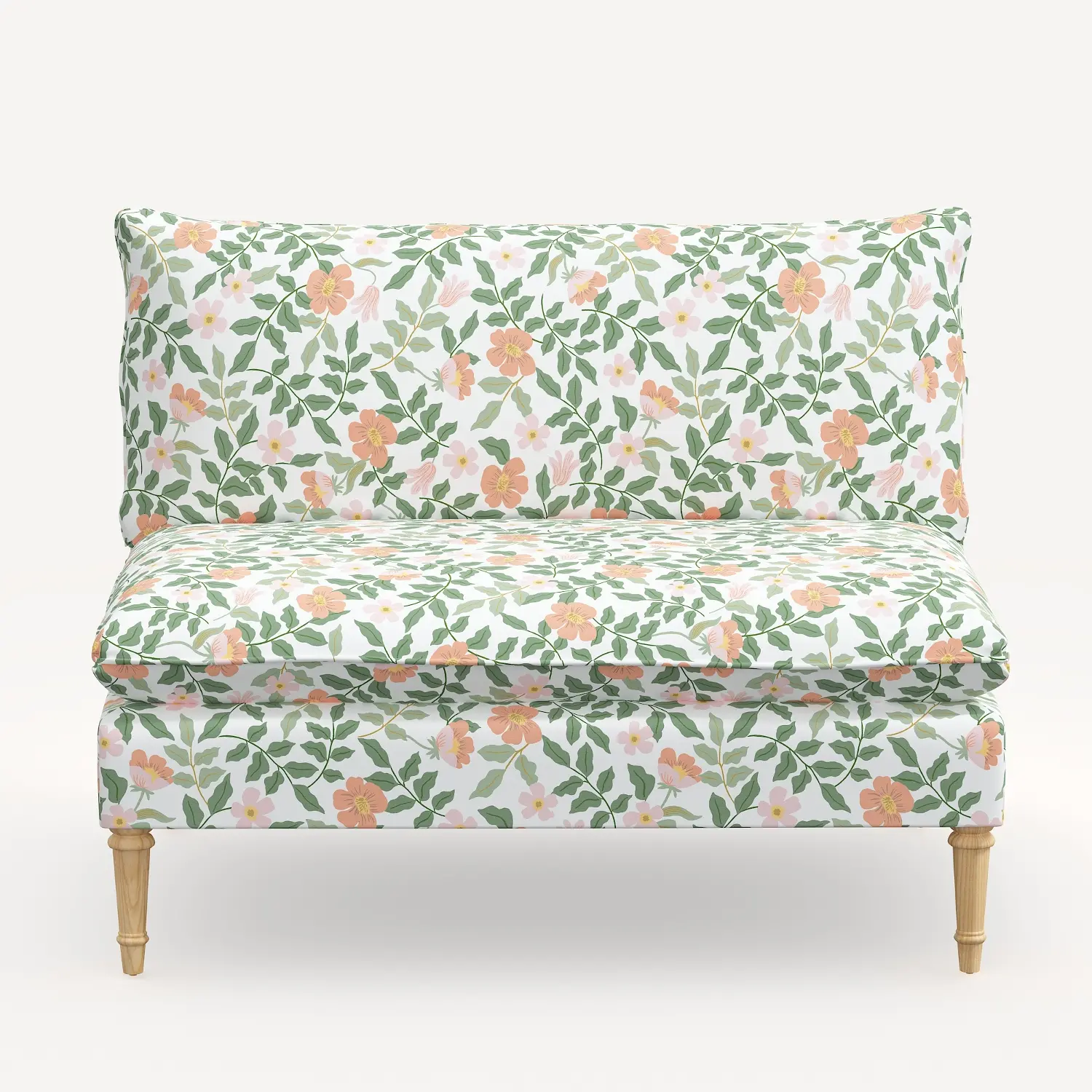 3206NATRPCPRBLSCRMLCB Rifle Paper Co. Louie Primrose Blush Armless Loveseat-1