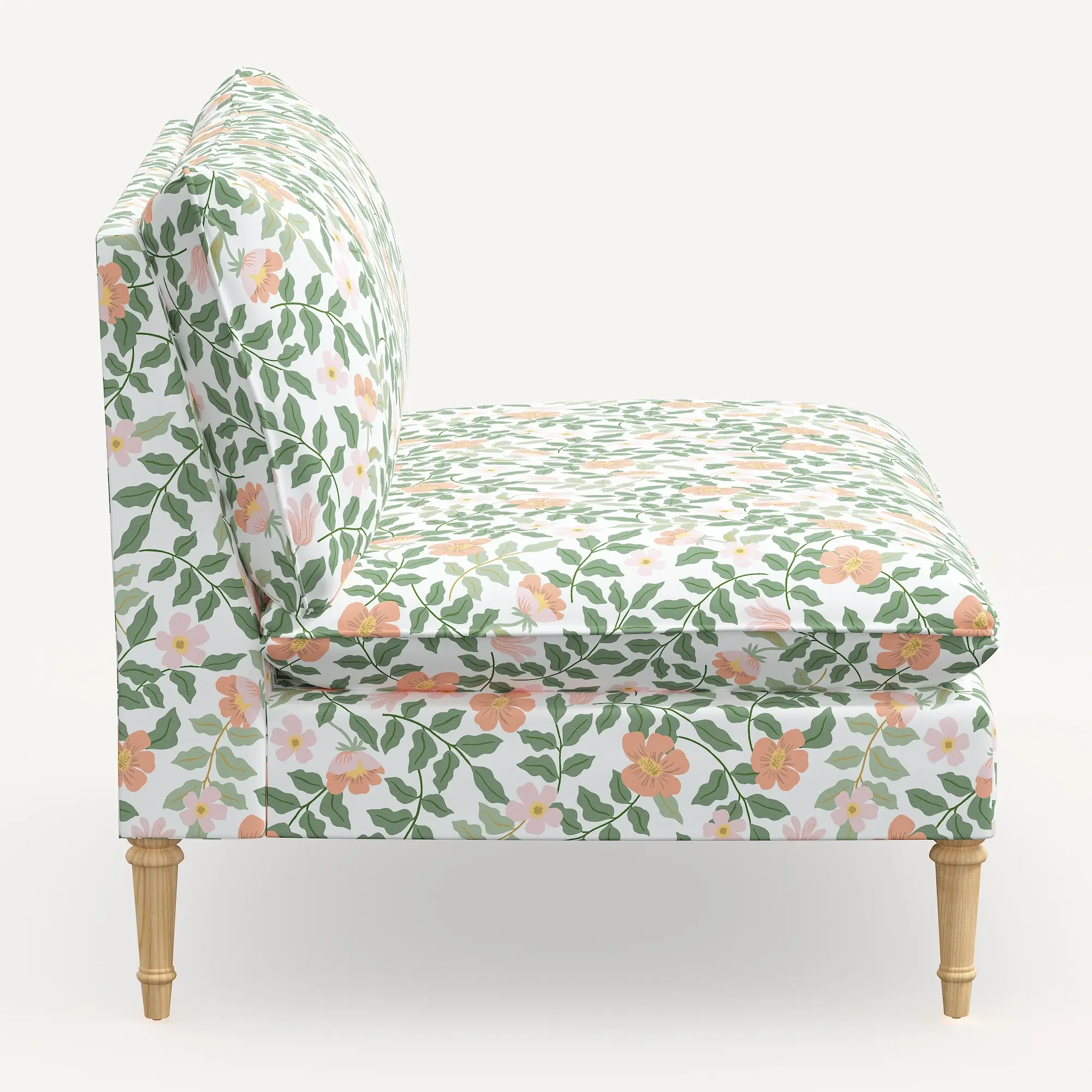 3206NATRPCPRBLSCRMLCB Rifle Paper Co. Louie Primrose Blush Armless Loveseat-3