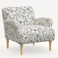 9405NATRPCAVBLKCRMLCB Rifle Paper Co. Bristol Aviary Cream & Black Accent Chair