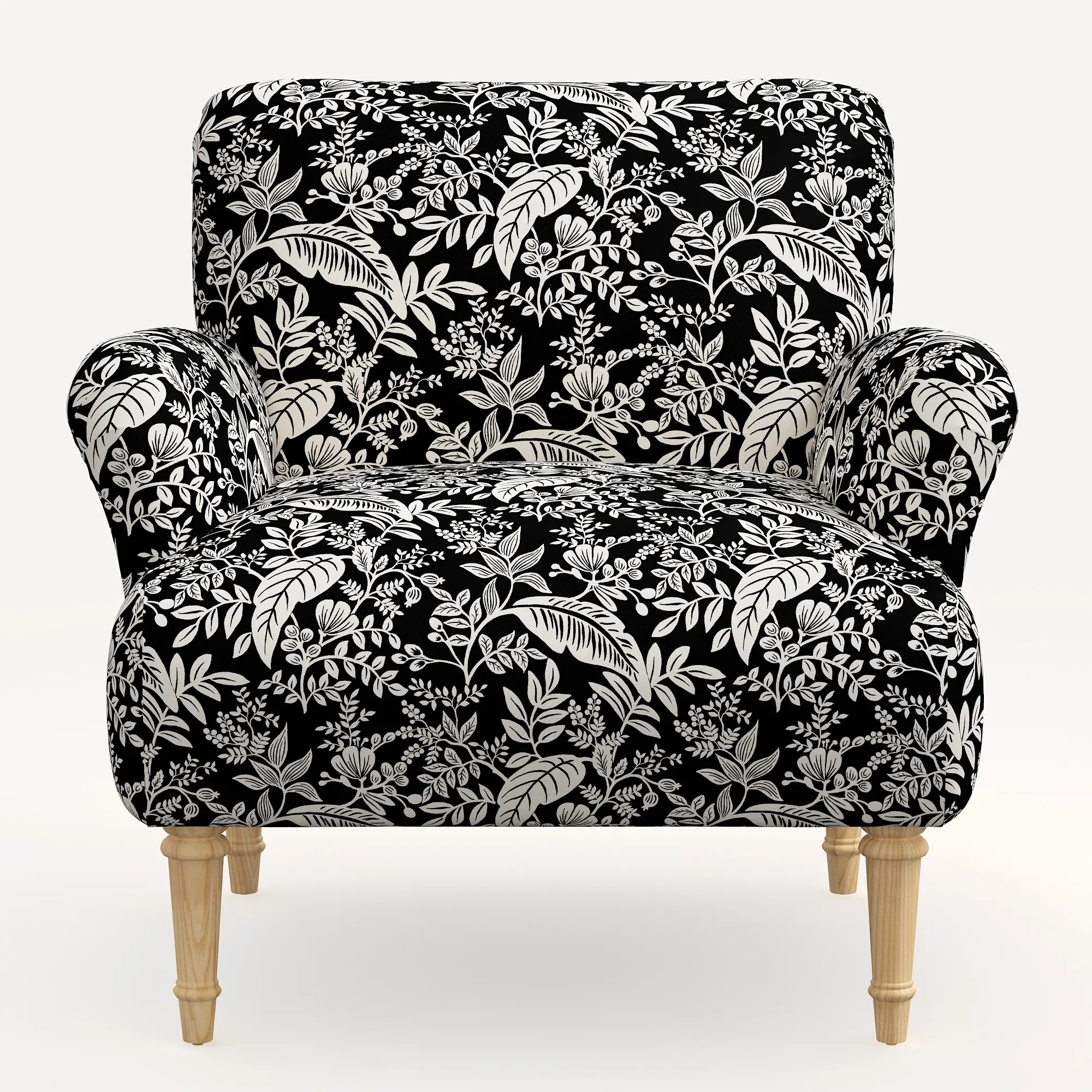 9405NATRPCCNBLCRMLCB Rifle Paper Co. Bristol Canopy Black & Cream Accent Chair-2