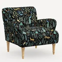 9405NATRPCMNBLKLCB Rifle Paper Co. Bristol Menagerie Black Accent Chair