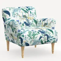 9405NATRPCPCBLWHLCB Rifle Paper Co. Bristol Blue Peacock Accent Chair