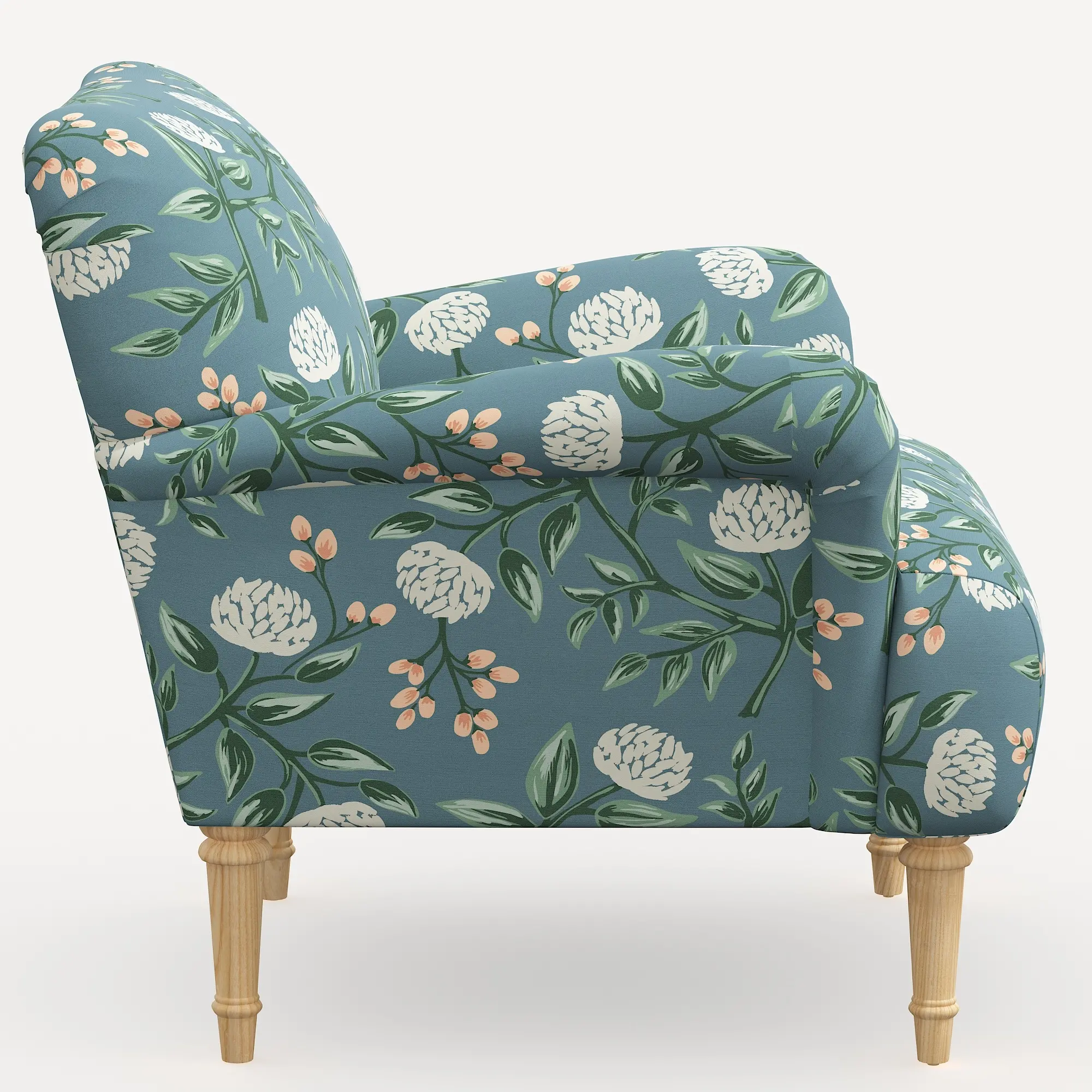 9405NATRPCPNEMRLCB Rifle Paper Co. Bristol Emerald Peonies Accent Chair-3