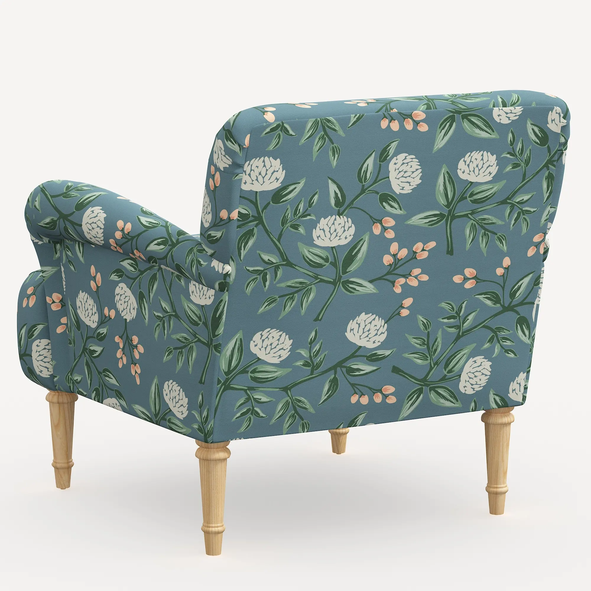 9405NATRPCPNEMRLCB Rifle Paper Co. Bristol Emerald Peonies Accent Chair-4
