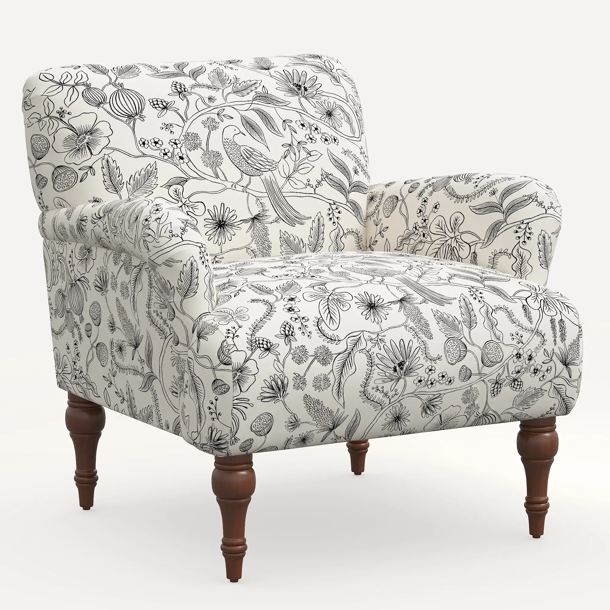 9305RPCAVBLKCRMLCB Rifle Paper Co. Bristol Aviary Cream & Black Accent Chair-1