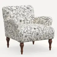 9305RPCAVBLKCRMLCB Rifle Paper Co. Bristol Aviary Cream & Black Accent Chair