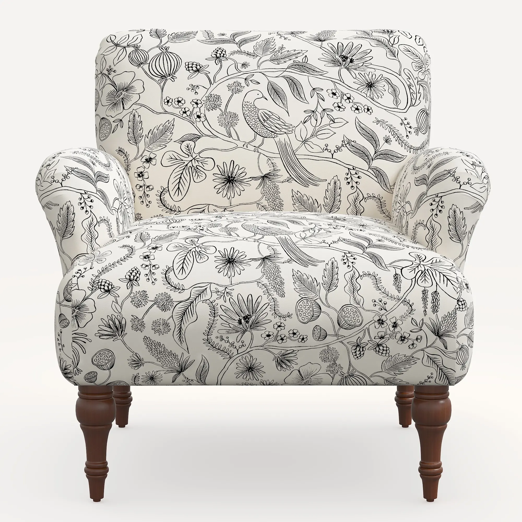 9305RPCAVBLKCRMLCB Rifle Paper Co. Bristol Aviary Cream & Black Accent Chair-2