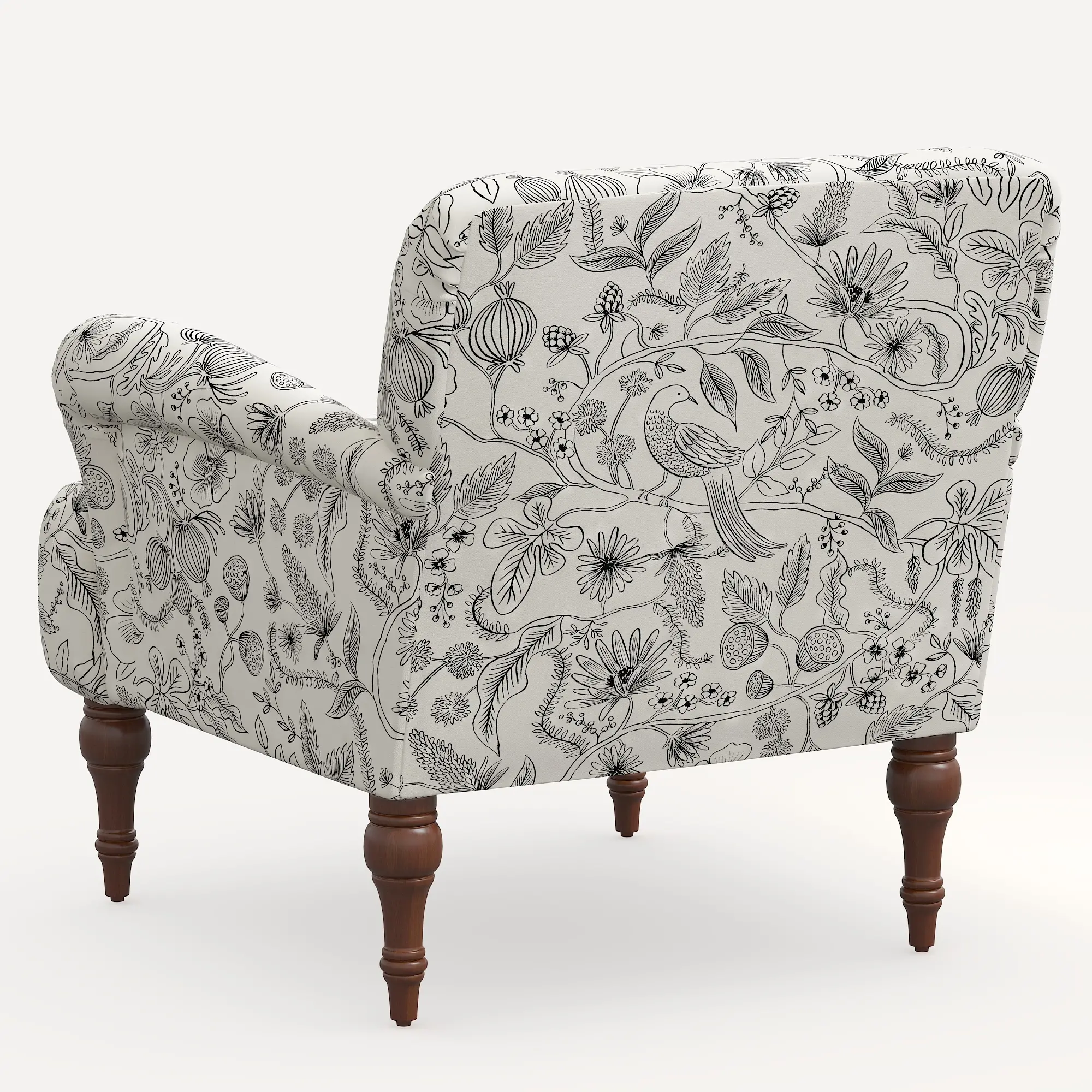9305RPCAVBLKCRMLCB Rifle Paper Co. Bristol Aviary Cream & Black Accent Chair-4