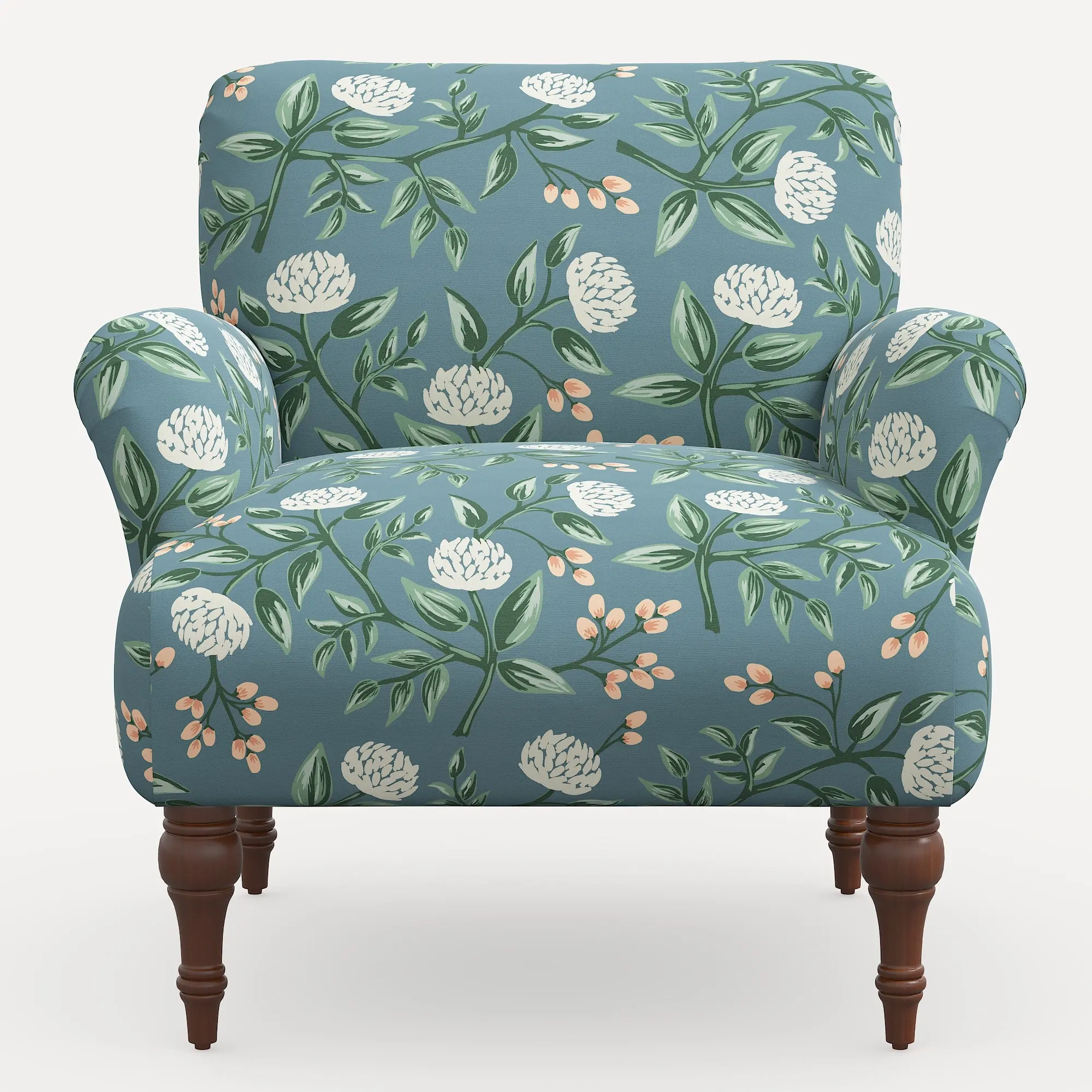 9305RPCPNEMRLCB Rifle Paper Co. Bristol Emerald Peonies Accent Chair-2