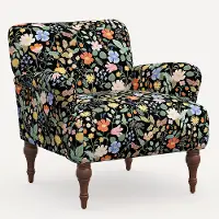 9305RPCSTFLBLKLCB Rifle Paper Co. Bristol Black Strawberry Fields Accent Chair