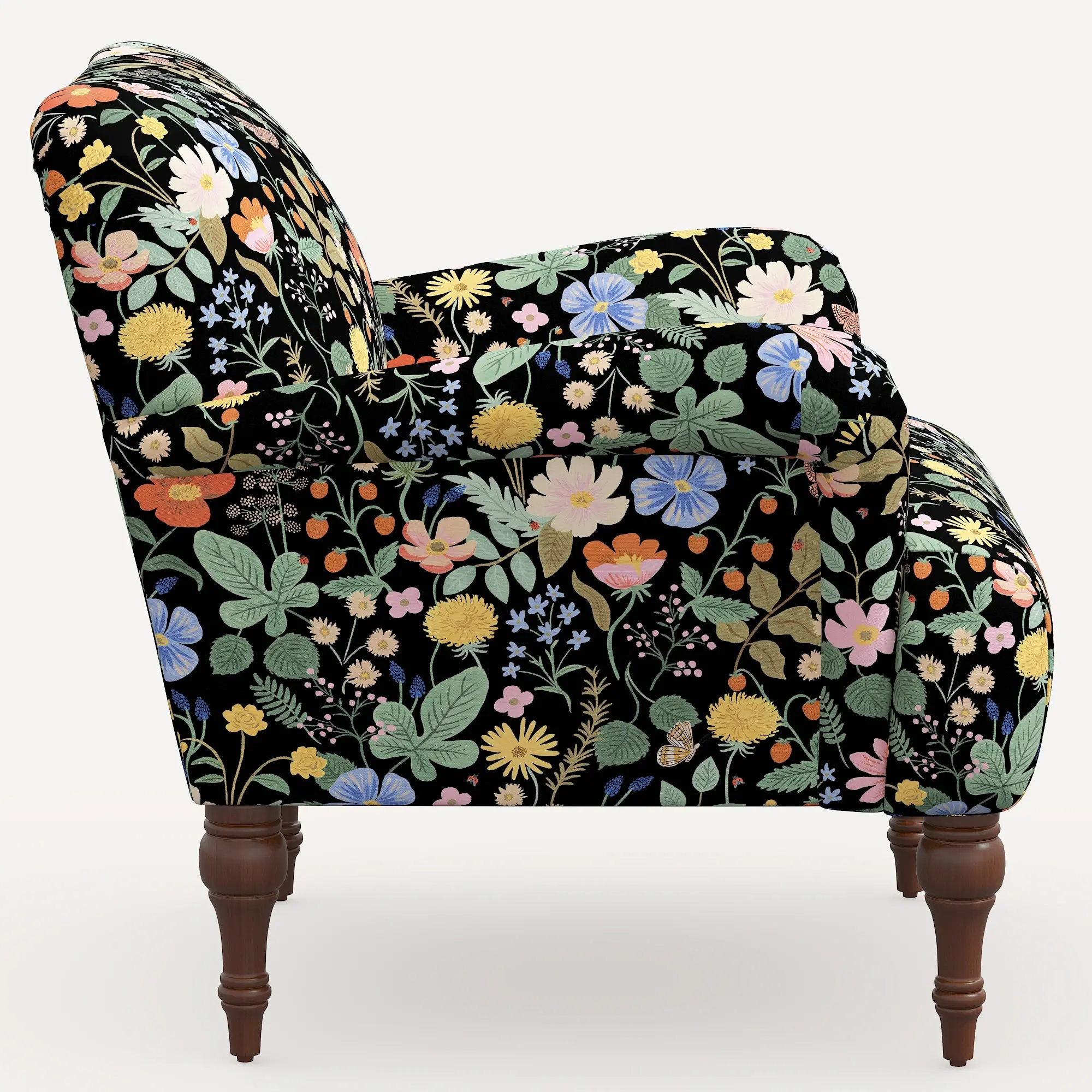 9305RPCSTFLBLKLCB Rifle Paper Co. Bristol Black Strawberry Fields Accent Chair-4